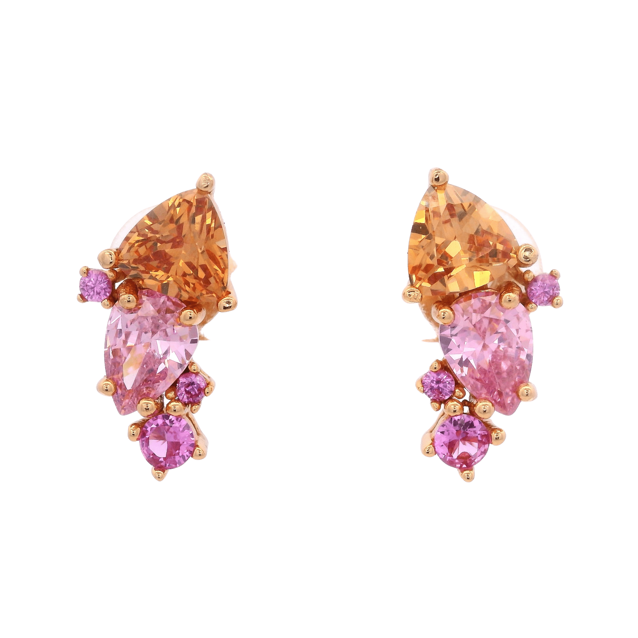 925RG CLUSTER EARRINGS CZ ROSE - C'SANTOS