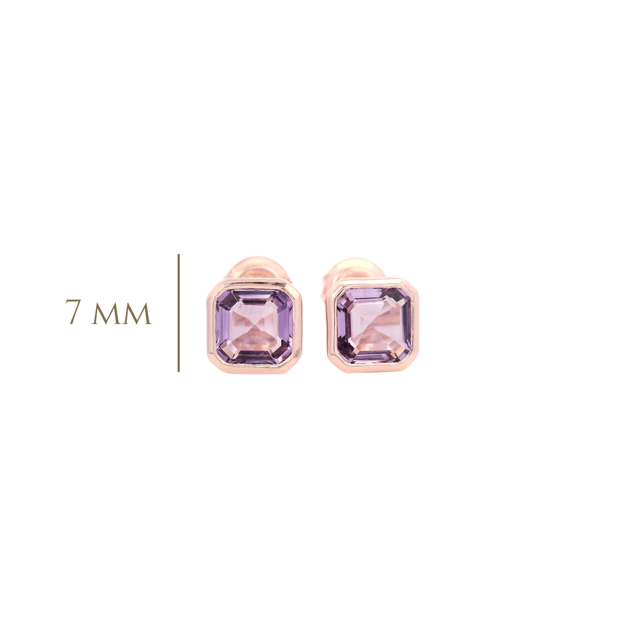 925RG CUSHION BEZEL AMETHYST EARRINGS - C'SANTOS