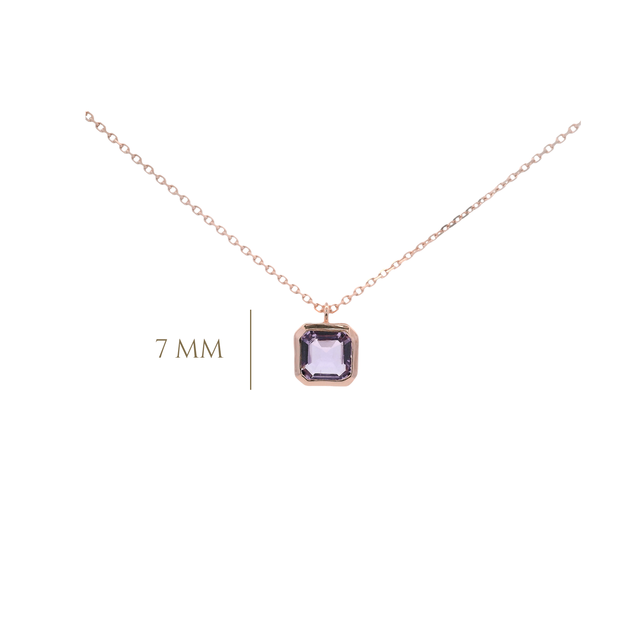925RG CUSHION BEZEL AMETHYST NECKLACE - C'SANTOS