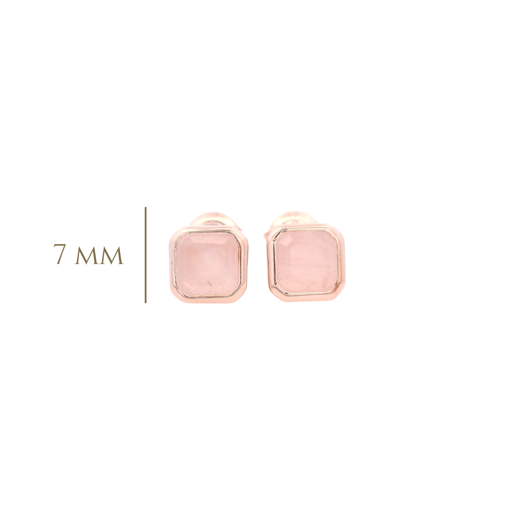 925RG CUSHION BEZEL ROSE QUARTZ OPAQUE EARRINGS - C'SANTOS