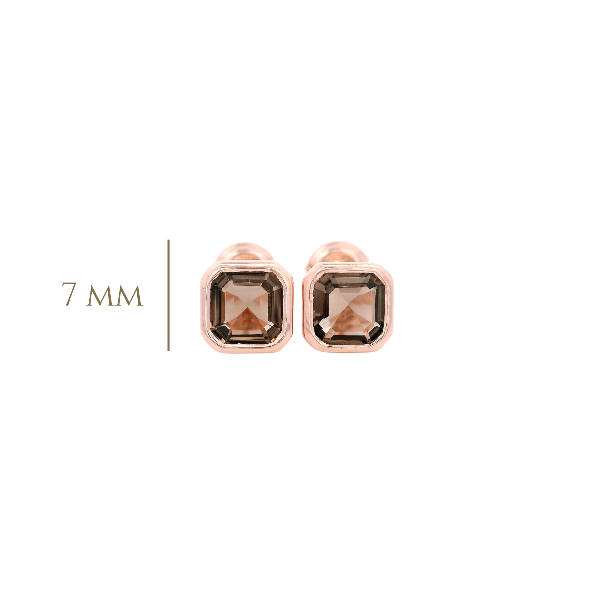 925RG CUSHION BEZEL SMOKY QUARTZ EARRINGS - C'SANTOS