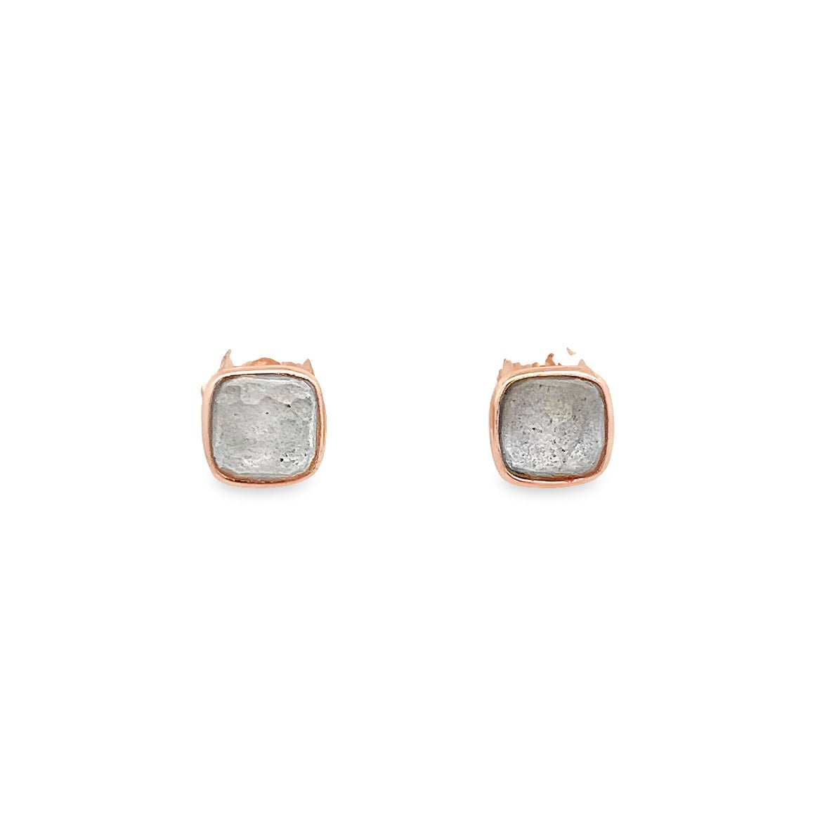 925RG CUSHION SHAPE BEZEL LABRODORITE MIX FIRE EARRING - C'SANTOS
