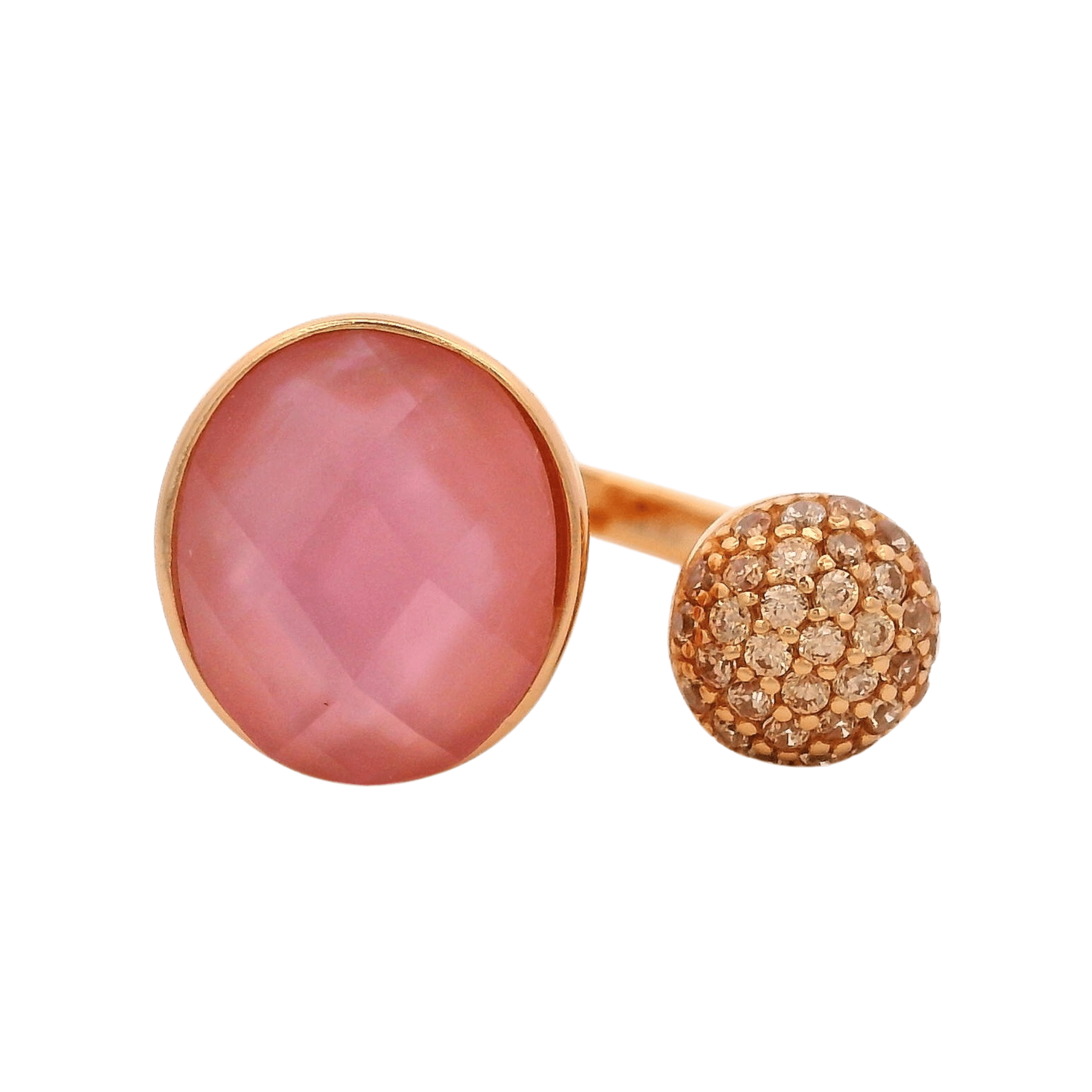 925RG DOUBLE ROUND RING MOP & CZ T9 - C'SANTOS