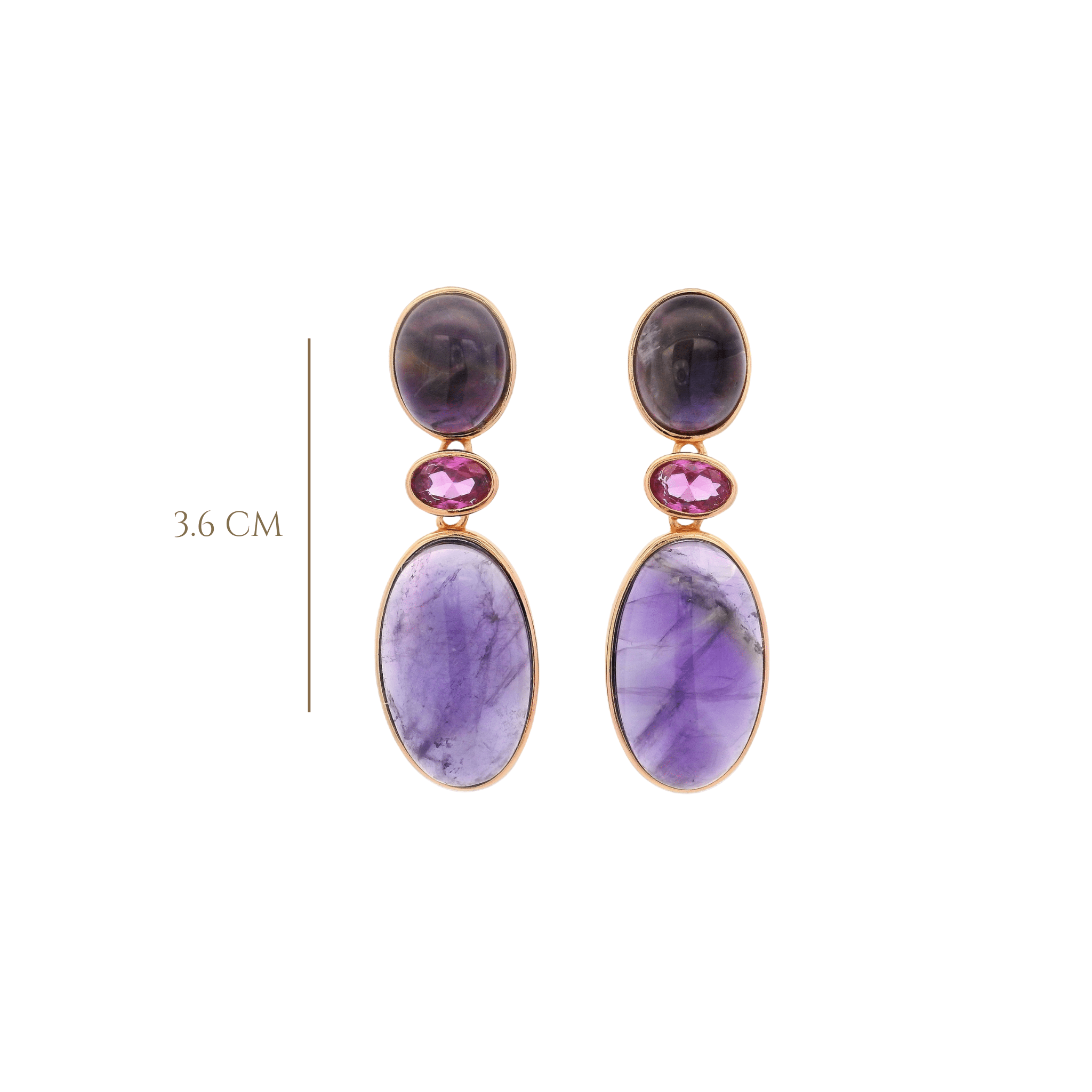 925RG DROP TRIPLE SHAPE EARRINGS AMETHYST & CZ - C'SANTOS