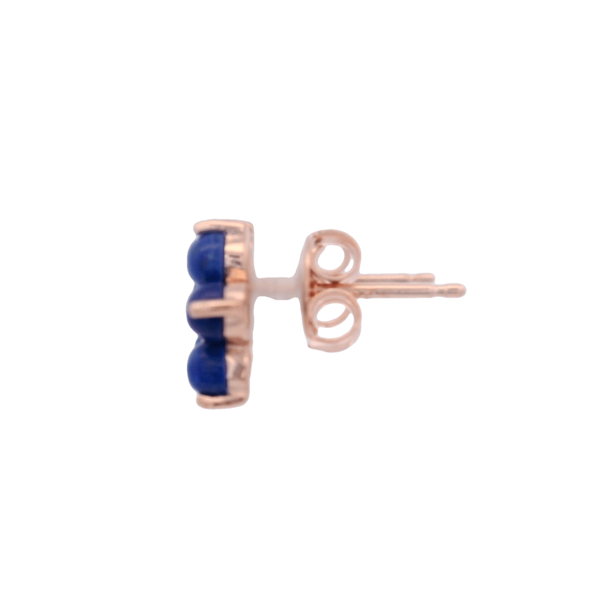 925RG FLOWER 10MM LAPIS LAZULI CENTER TOPAZ WHITE EARRINGS - C'SANTOS