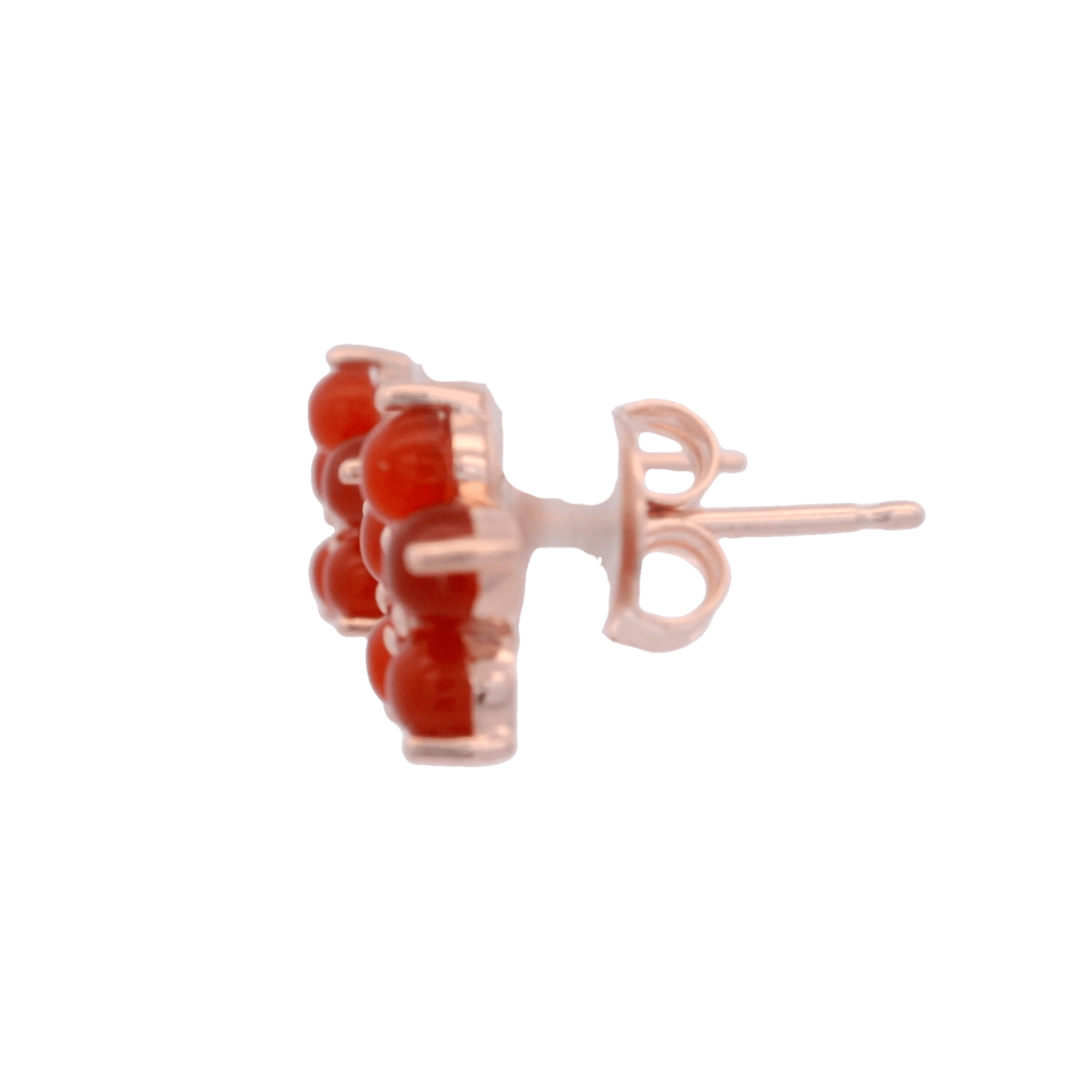 925RG FLOWER 10MM ONYX RED CENTER TOPAZ WHITE EARRINGS - C'SANTOS