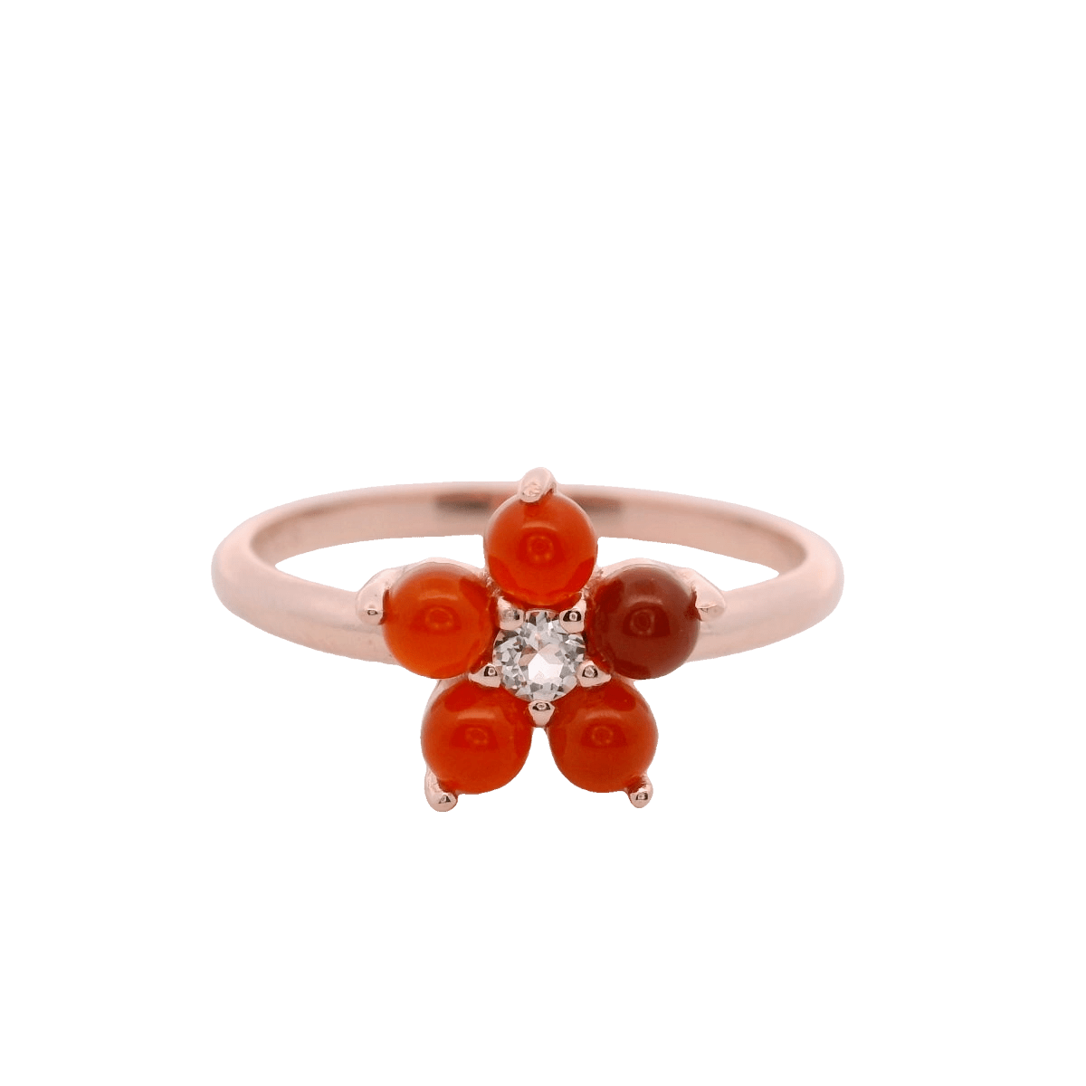 925RG FLOWER 10MM ONYX RED CENTER TOPAZ WHITE RING T6.5 - C'SANTOS