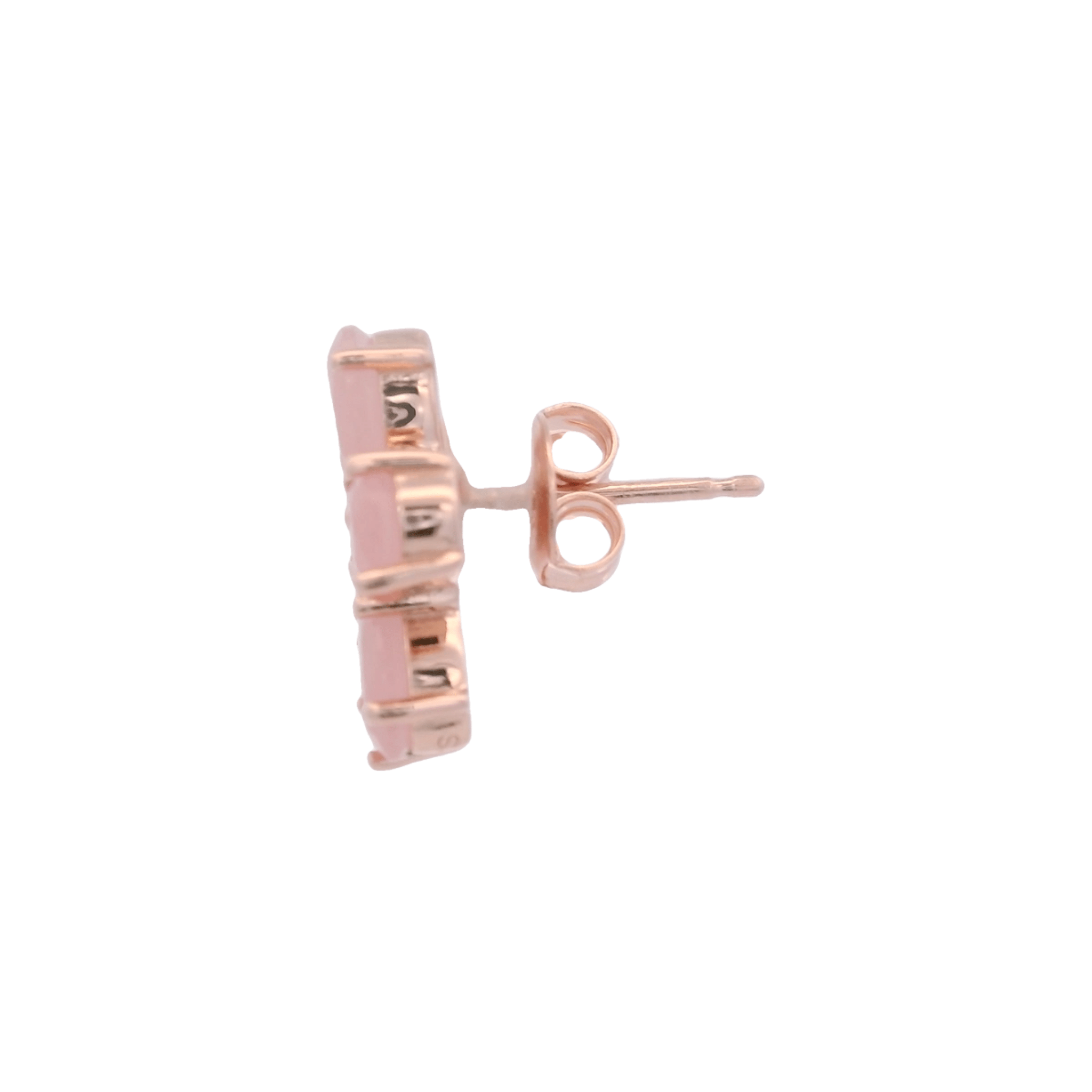 925RG FLOWER 14MM PINK QUARTZ CENTER ROSE QUARTZ EARRINGS - C'SANTOS