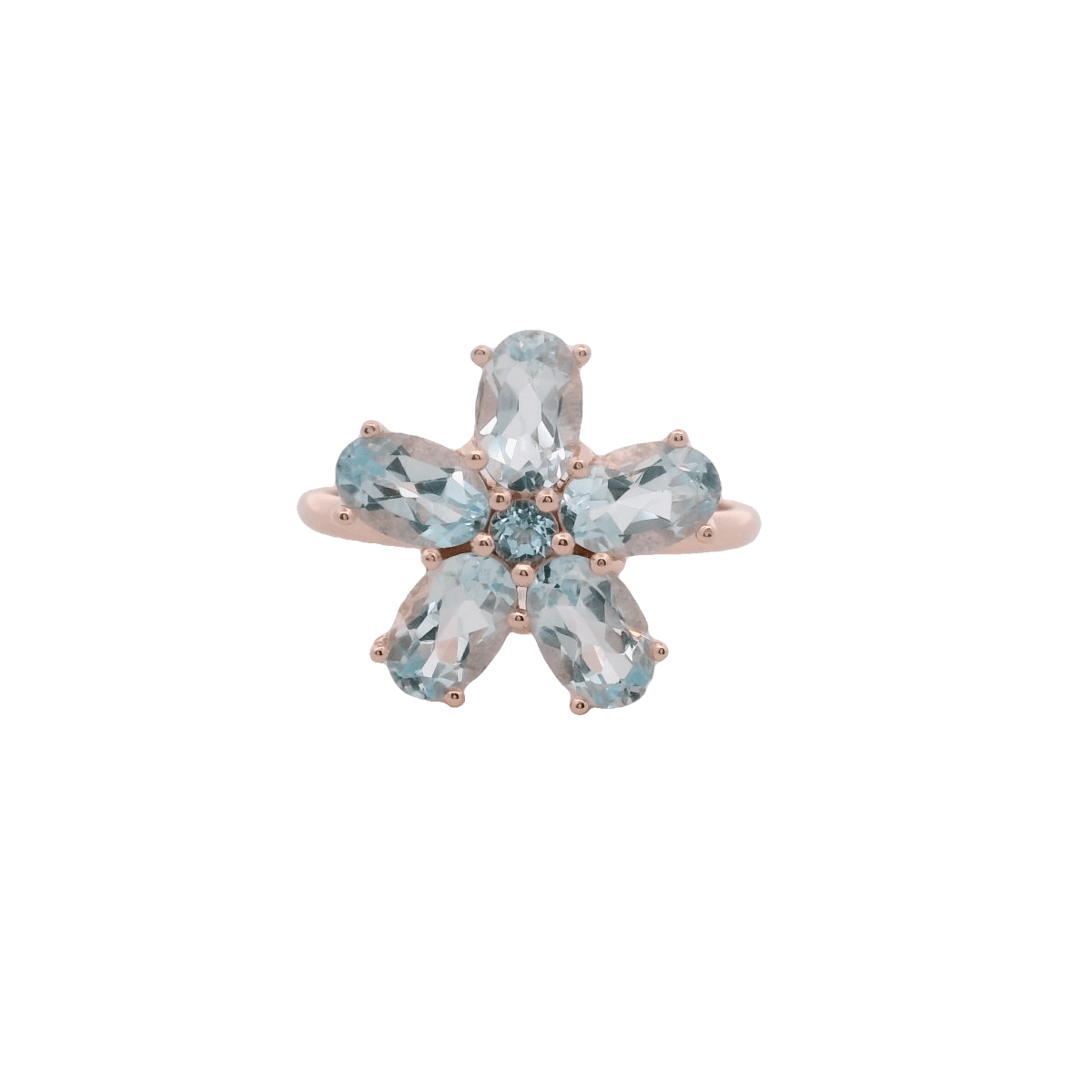925RG FLOWER 14MM TOPAZ SKY BLUE CENTER TOPAZ BLUE RING T6.5 - C'SANTOS