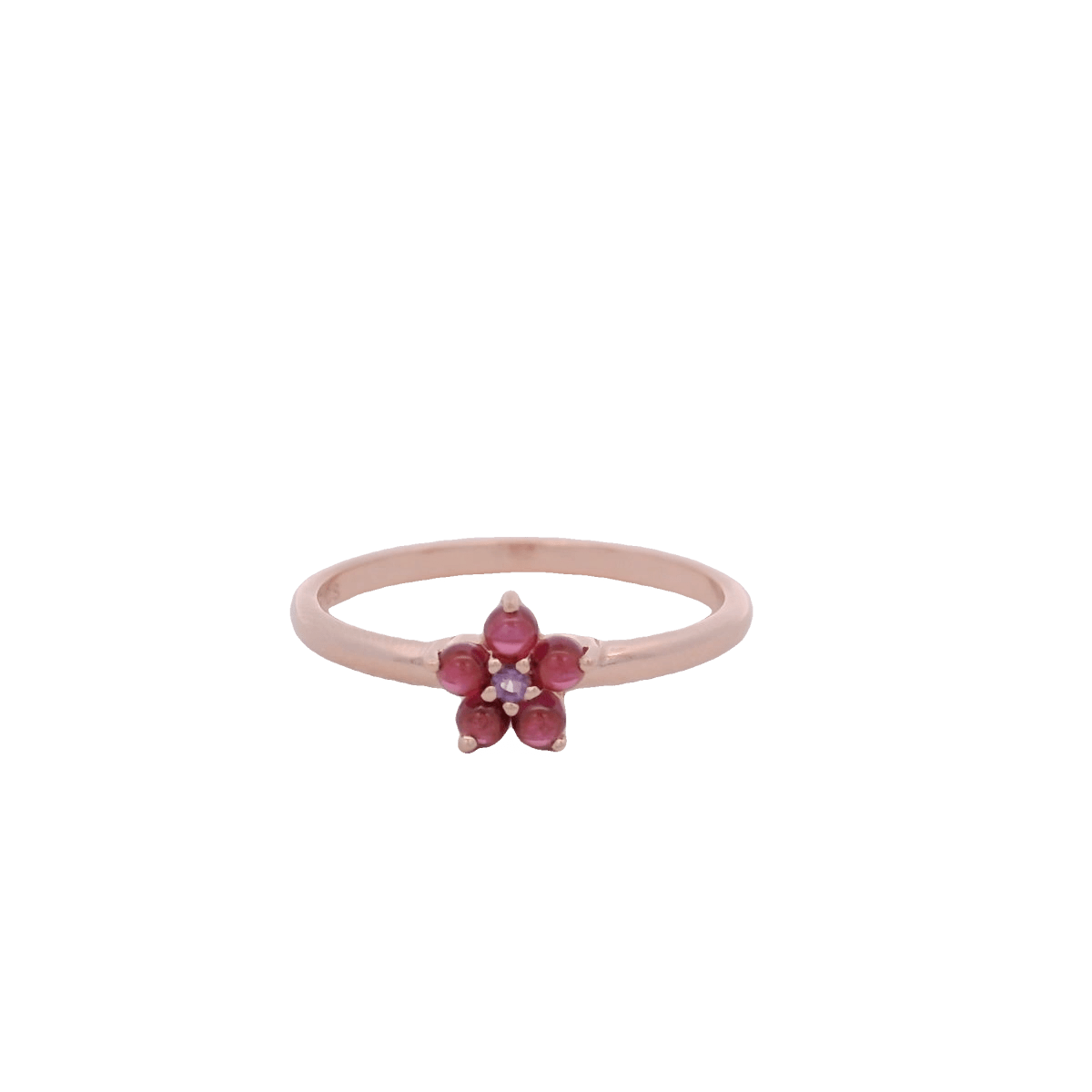 925RG FLOWER 6MM GARNET CENTER AMETHYST RING T6.5 - C'SANTOS
