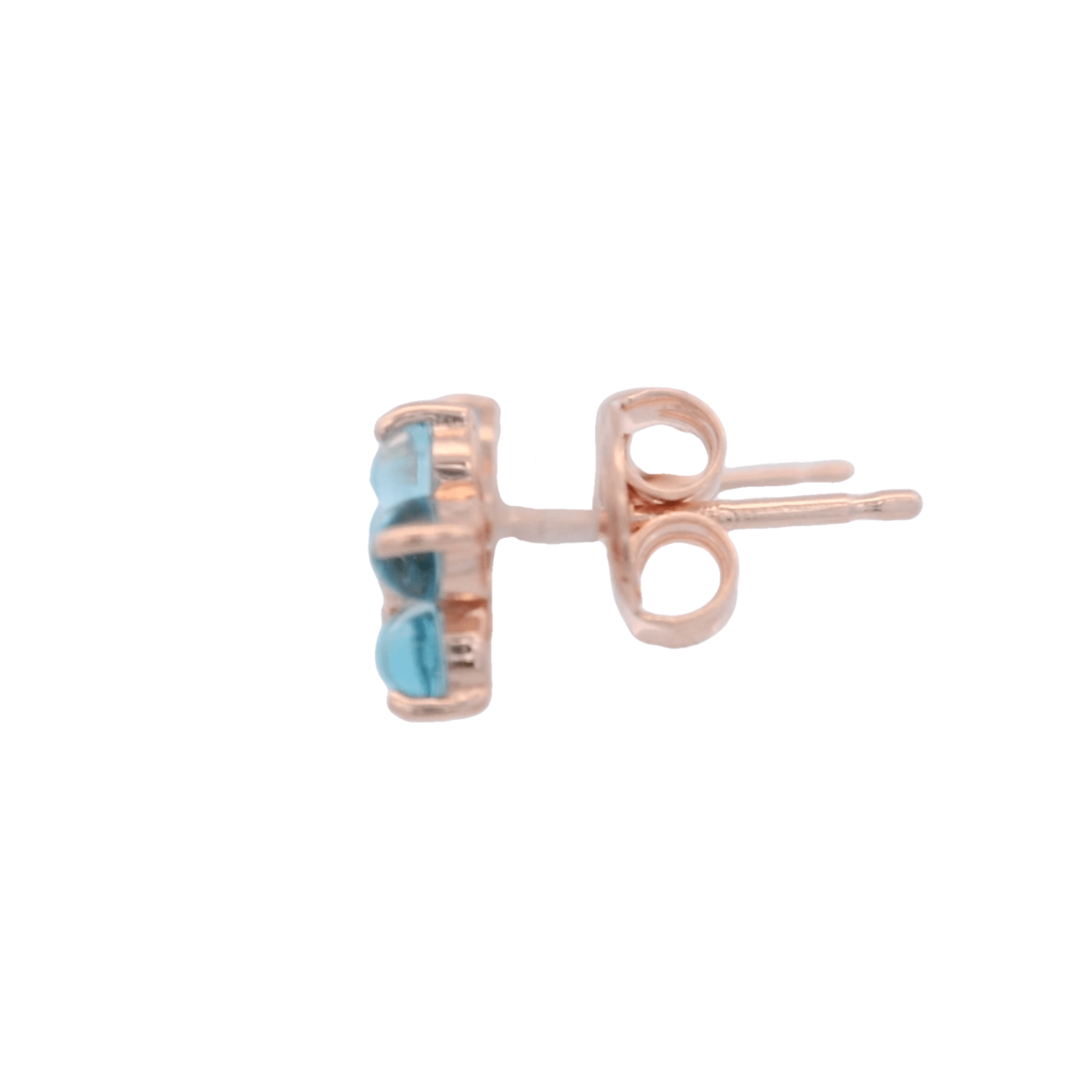 925RG FLOWER 8MM TOPAZ BLUE CENTER MOONSTONE EARRINGS - C'SANTOS