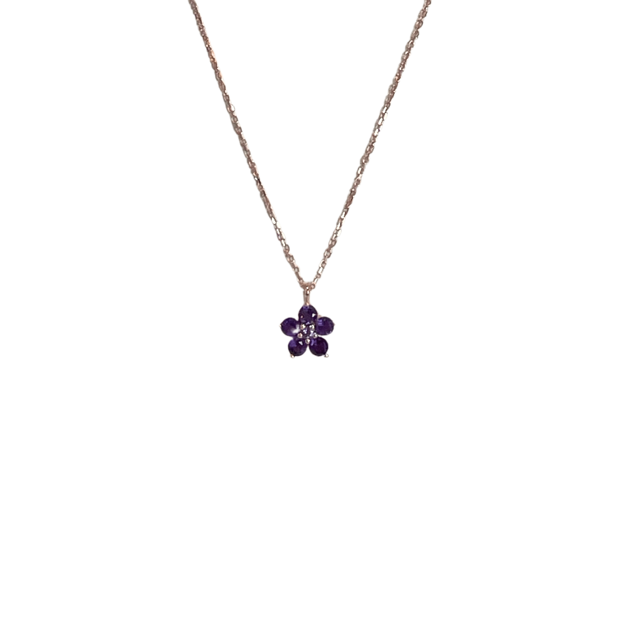 925RG FLOWER 9MM AMETHYST AFRICAN CENTER AMETHYST BRAZILIAN NECKLACE - C'SANTOS