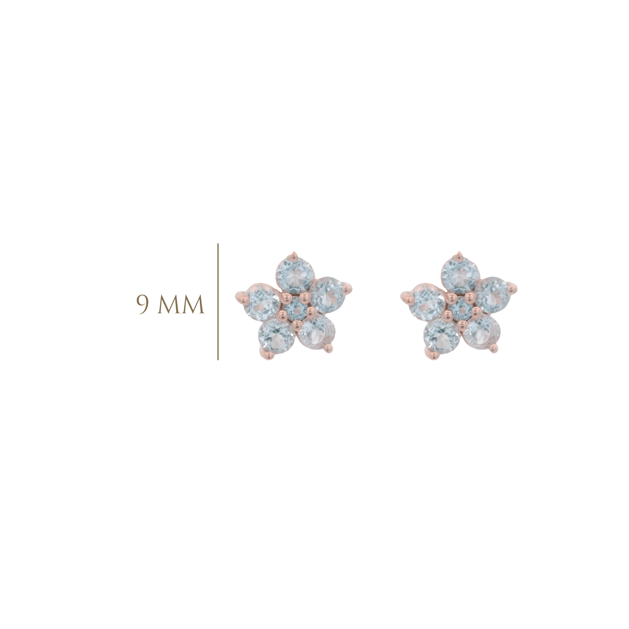 925RG FLOWER 9MM TOPAZ SKY BLUE CENTER TOPAZ BLUE SWISS EARRINGS - C'SANTOS
