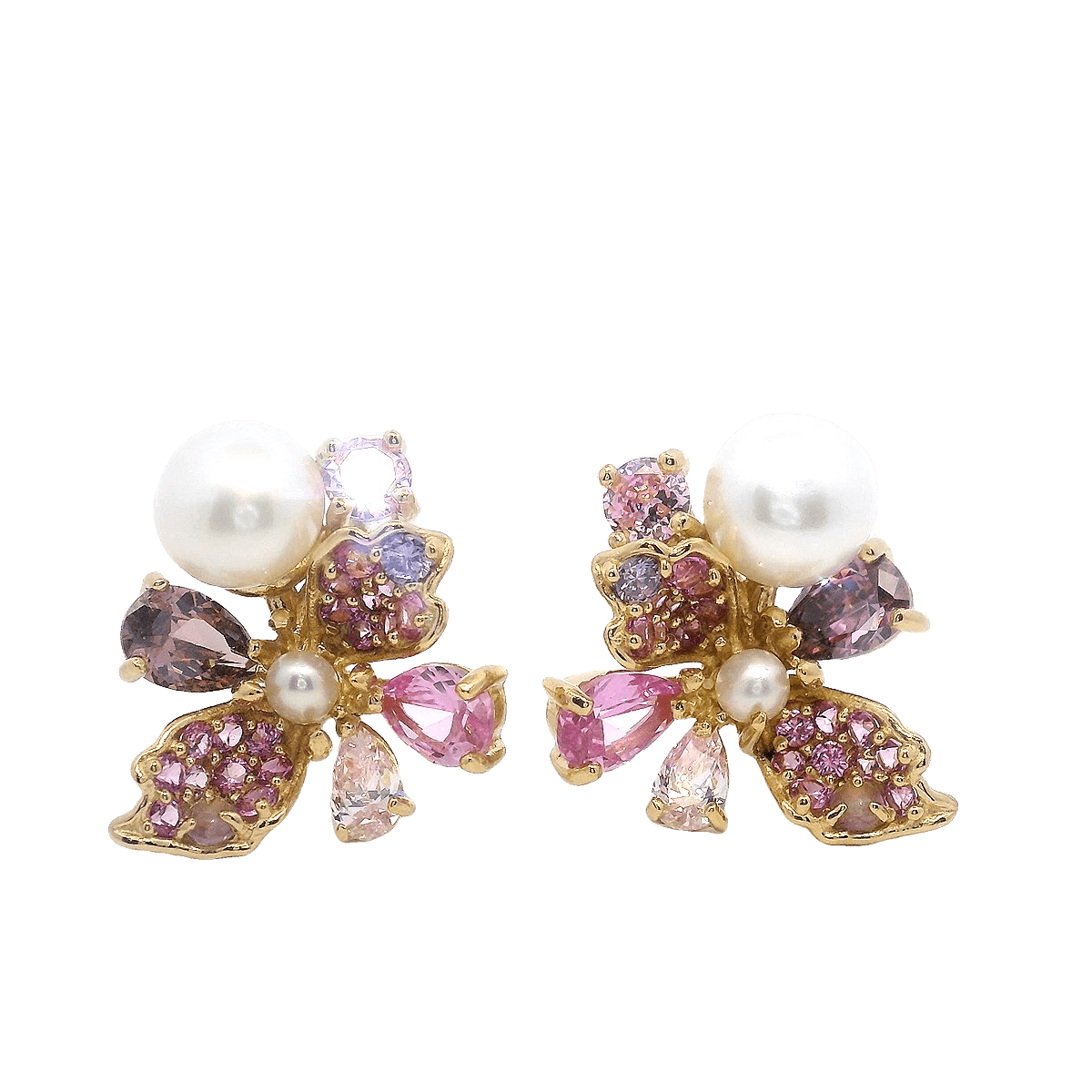 925RG FLOWER PINK AND PEARL EARRINGS - C'SANTOS