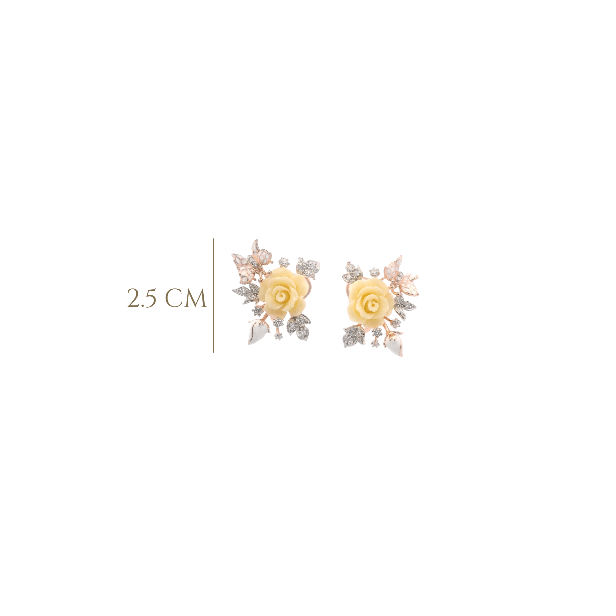 925RG FLOWER WHITE WITH BUTTERFLY WHITE EARRINGS - C'SANTOS