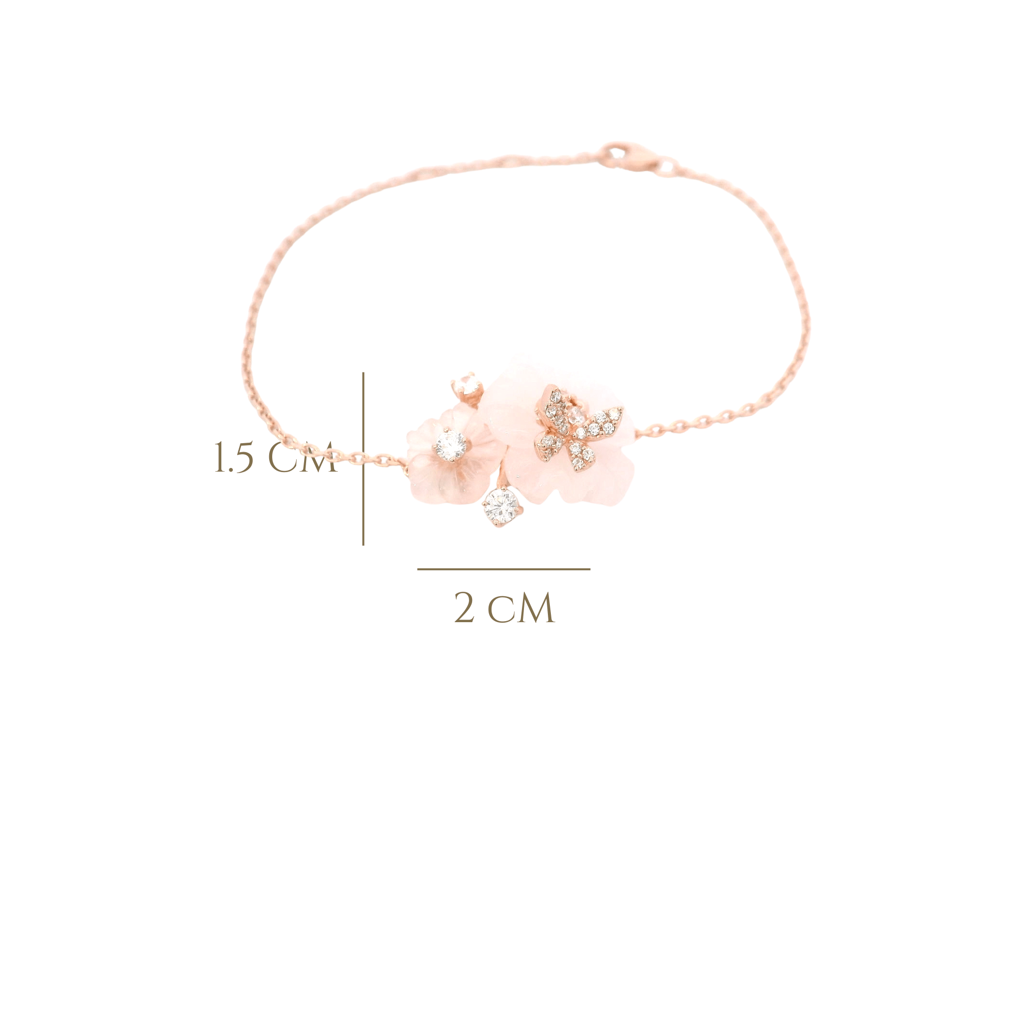 925RG FLOWERS TRANSLUCENT AND MINI BUTTERLY PAVE BRACELET - C'SANTOS