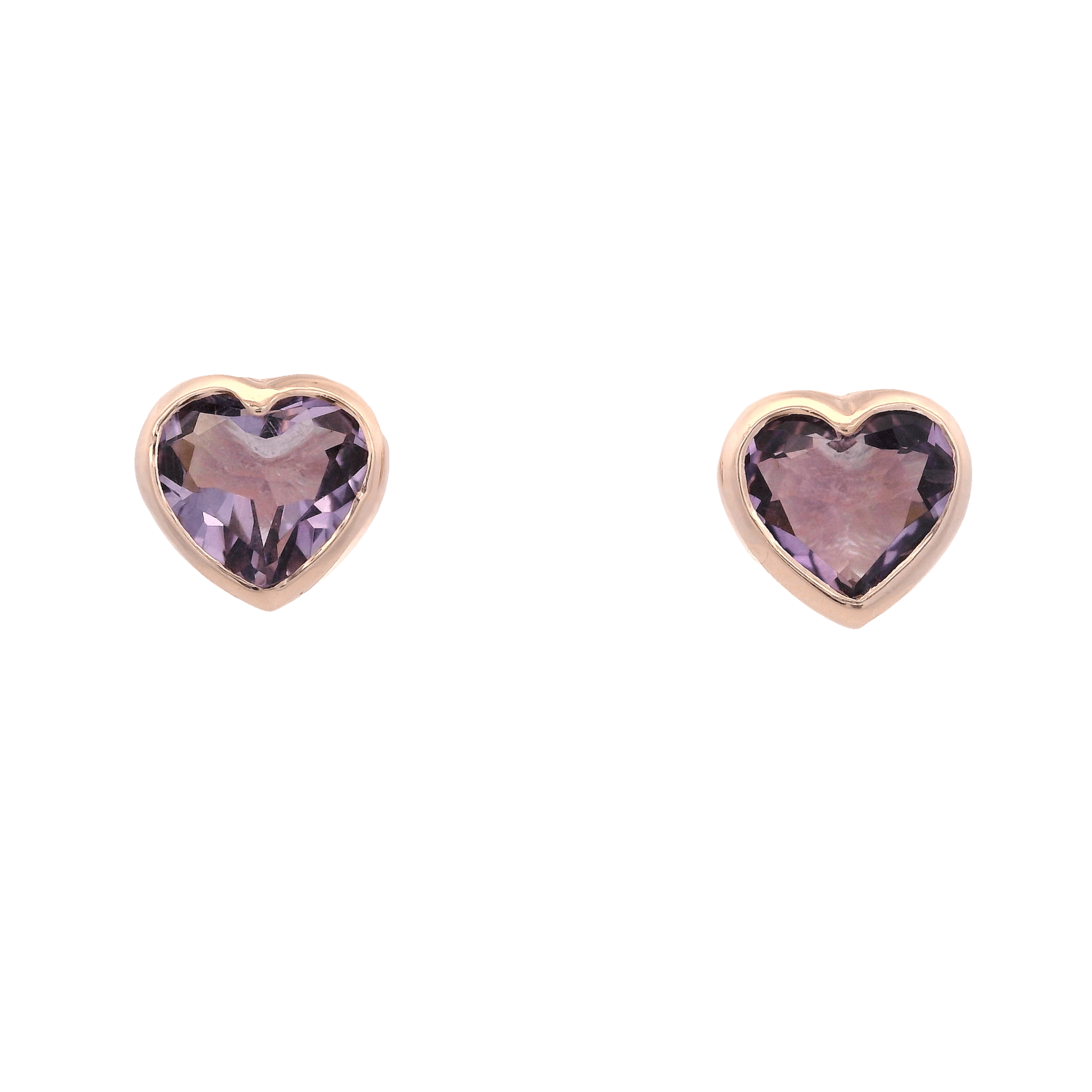 925RG HEART BEZEL AMETHYST EARRINGS - C'SANTOS