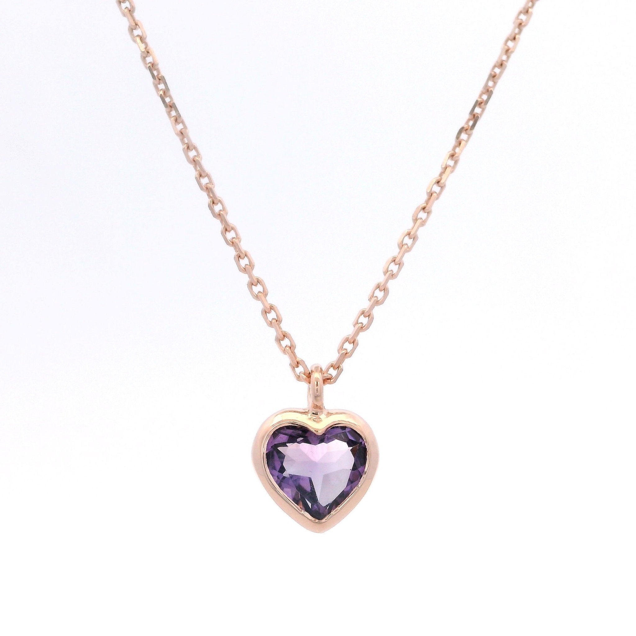925RG HEART BEZEL AMETHYST NECKLACE - C'SANTOS