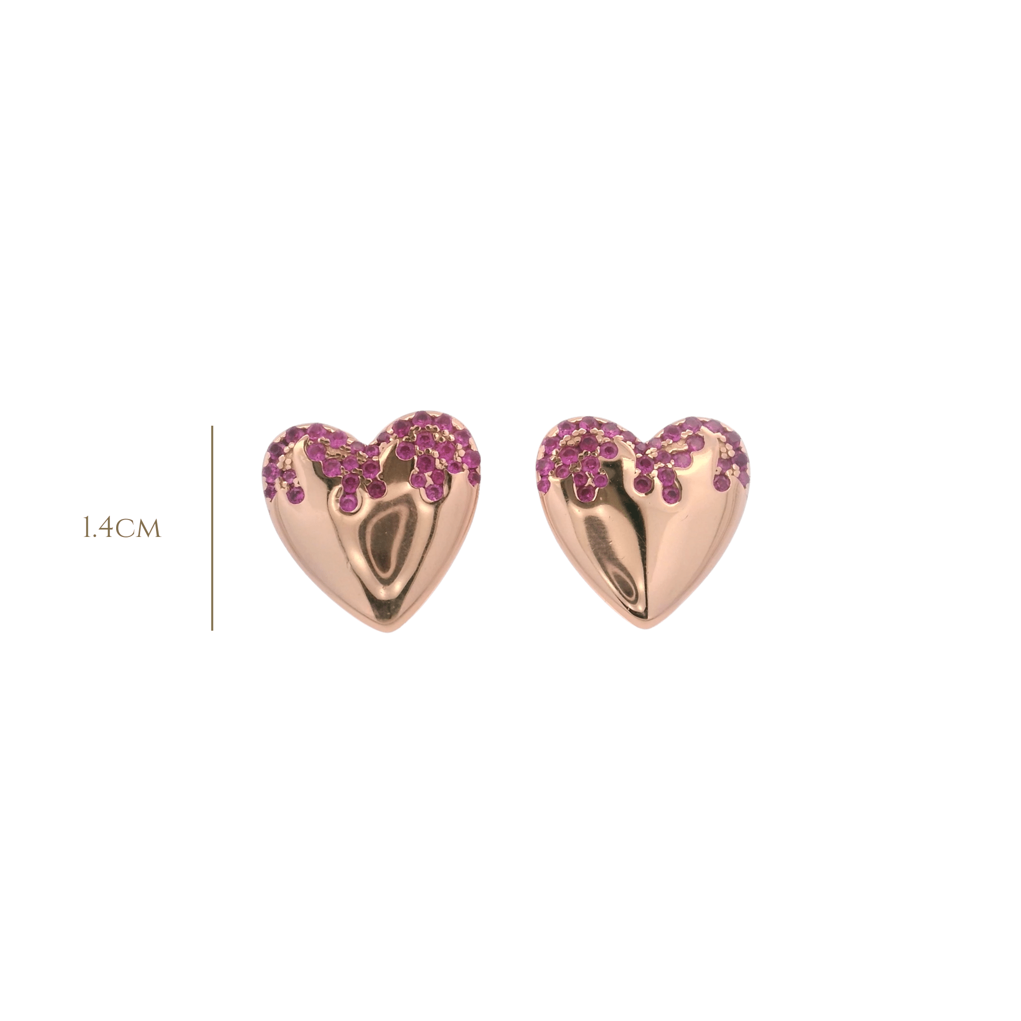 925RG HEART SMOOTH CZ FUSHIA EARRINGS - C'SANTOS