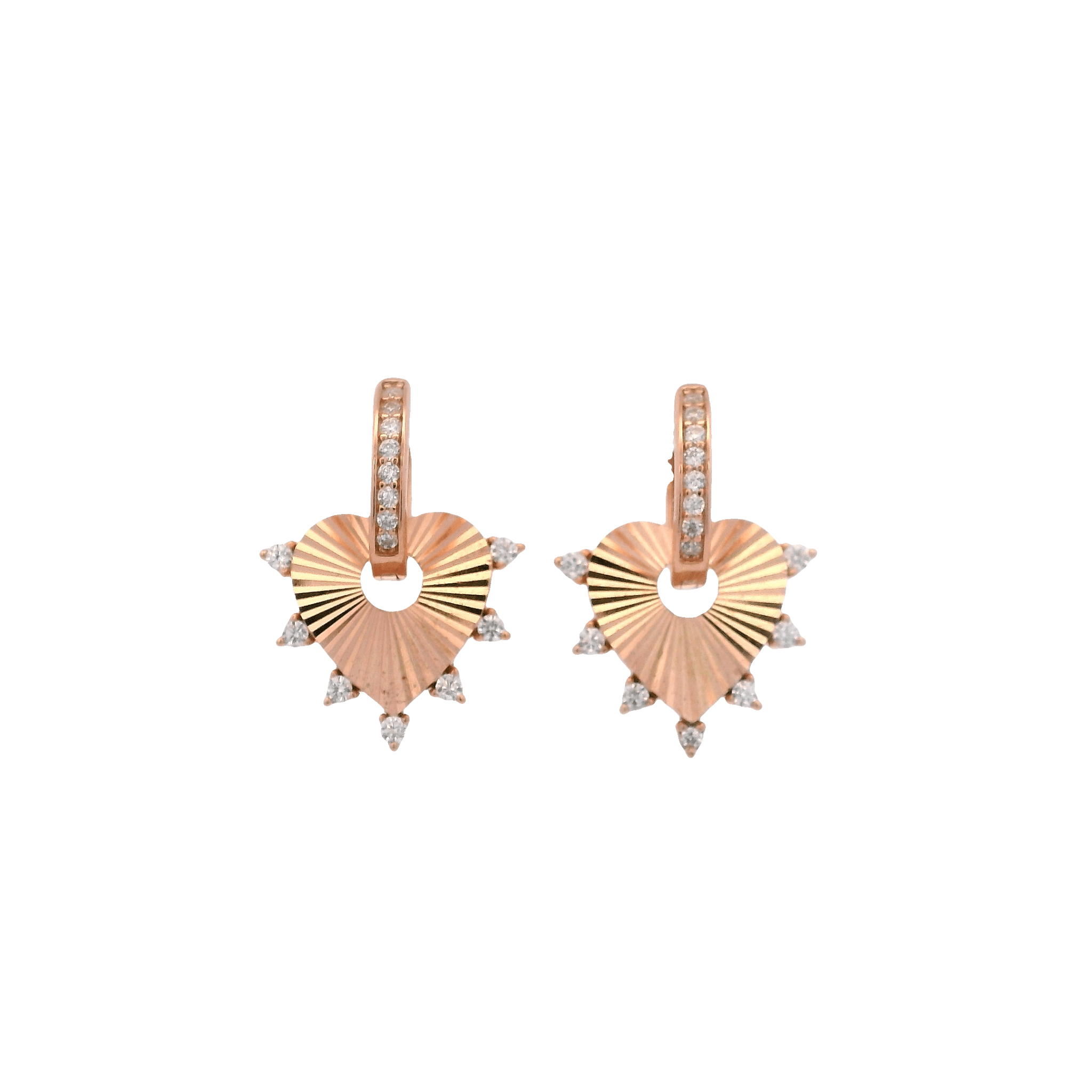 925RG HEART TEXTURE WITH CZ AROUND EARRINGS - C'SANTOS