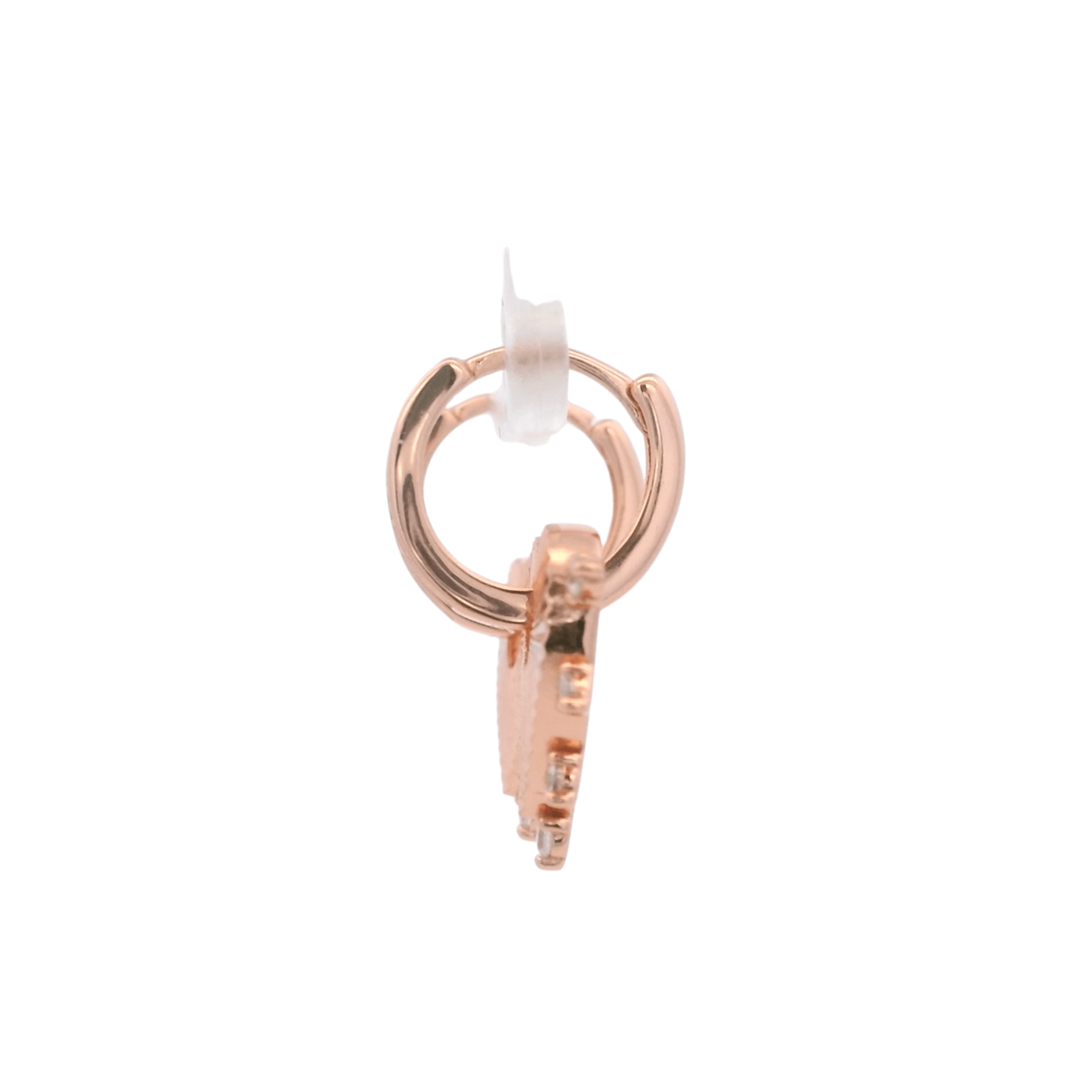 925RG HEART TEXTURE WITH CZ AROUND EARRINGS - C'SANTOS