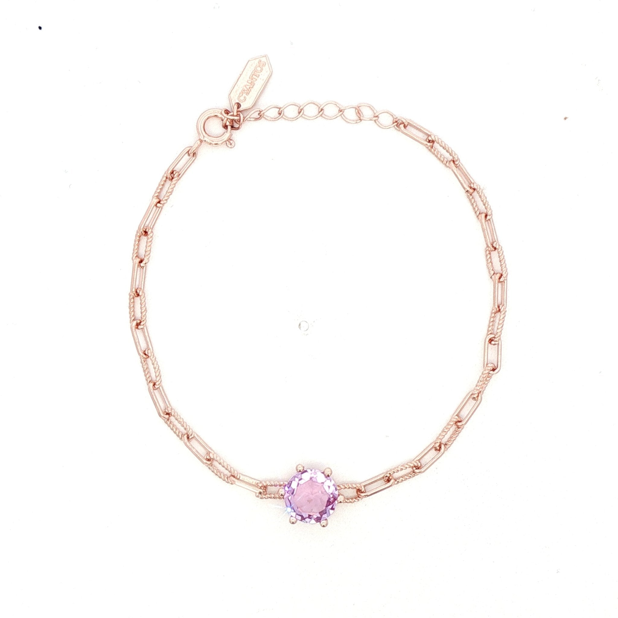 925RG HEXAGONAL AMETHYST PAPERCLIP BRACELET - C'SANTOS