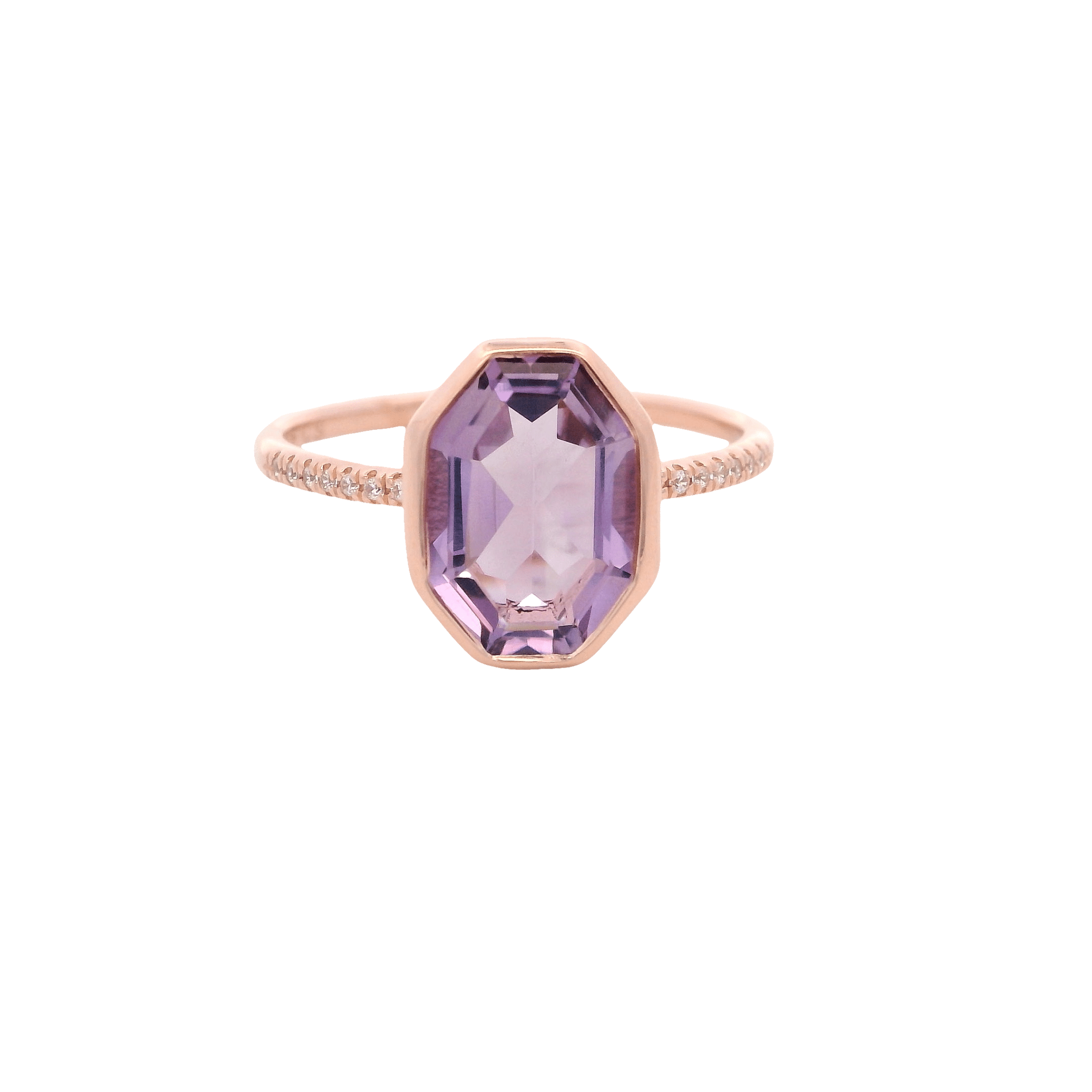 925RG HEXAGONAL BEZEL AMETHYST RING T6.5 - C'SANTOS