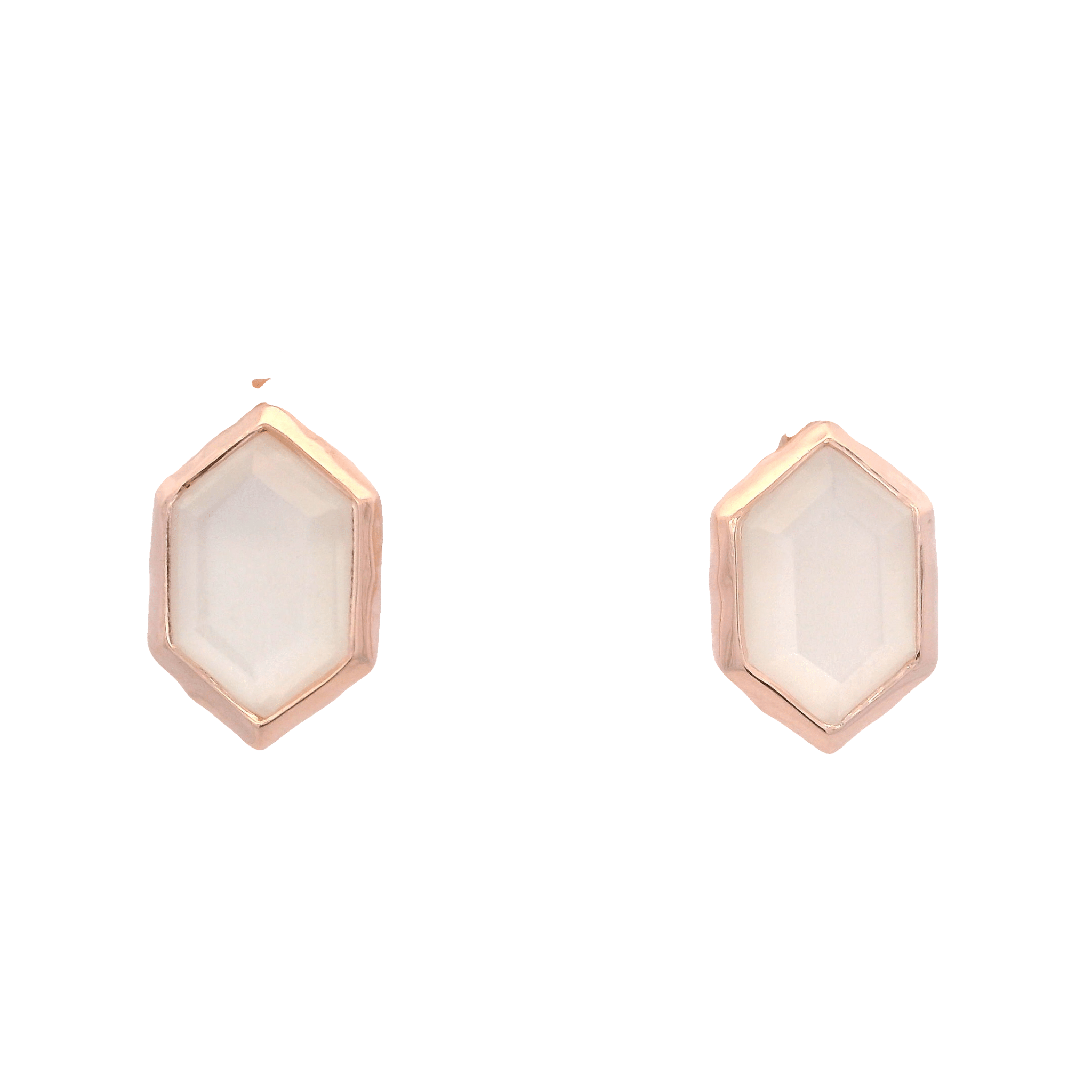925RG HEXAGONAL BEZEL MOOSTONE EARRINGS - C'SANTOS