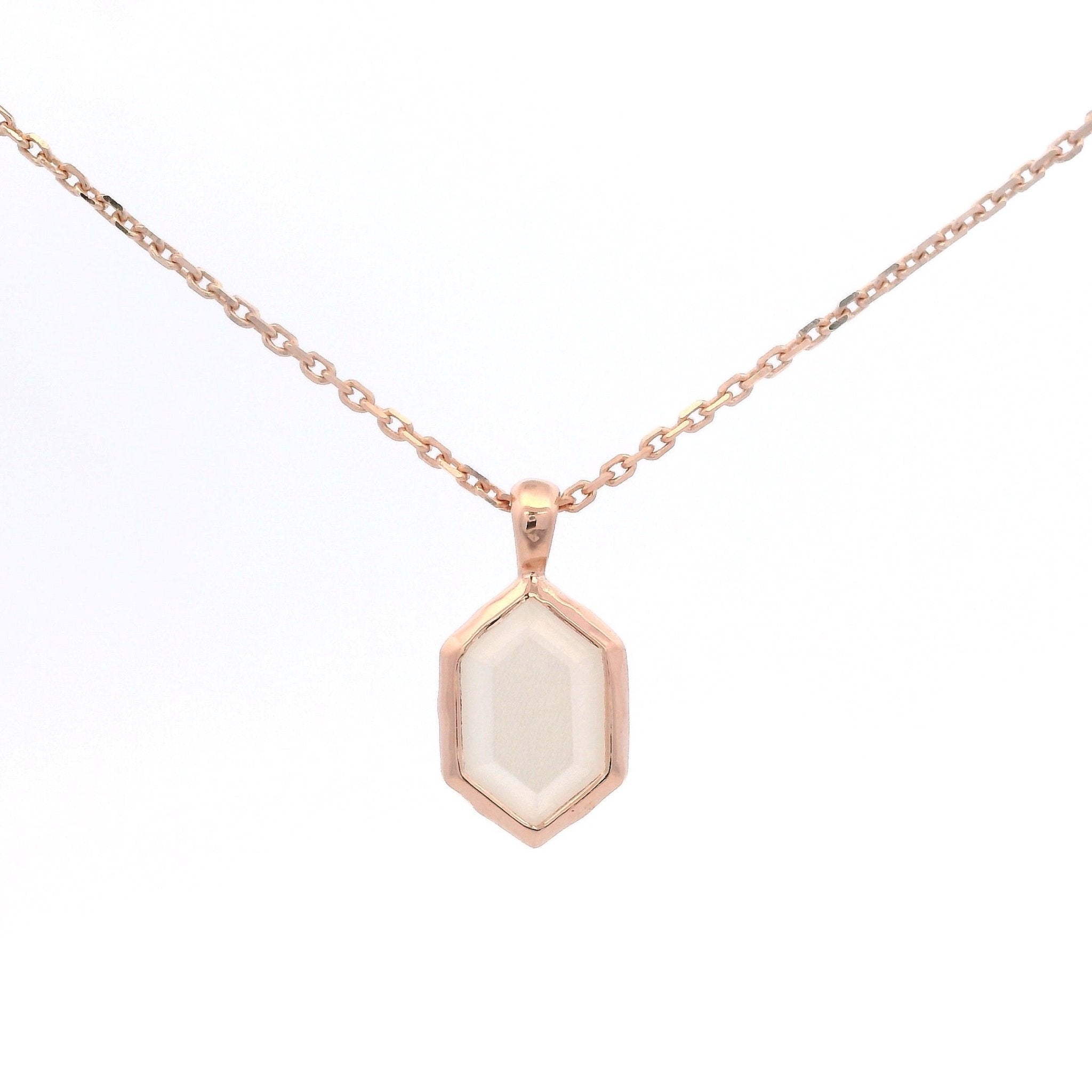 925RG HEXAGONAL BEZEL MOOSTONE NECKLACE - C'SANTOS