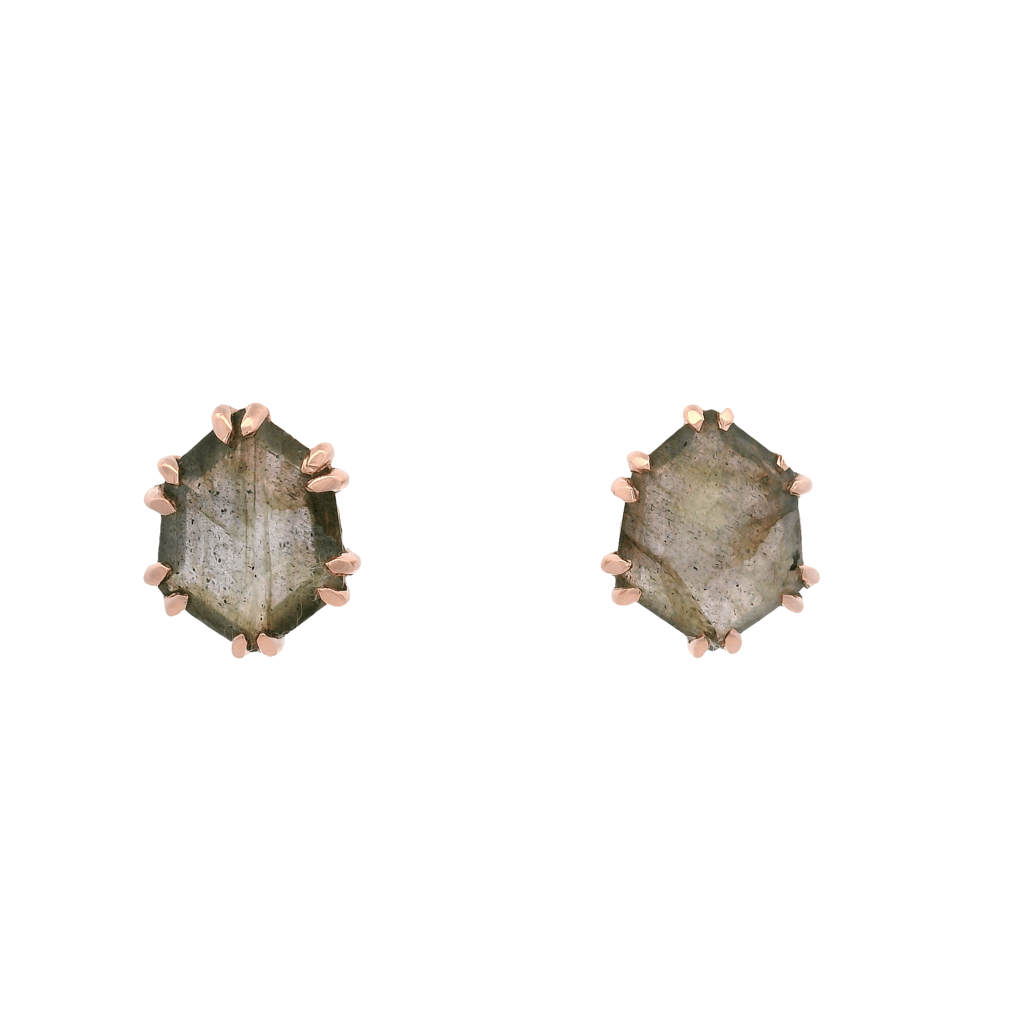 925RG HEXAGONAL LABRADORITE EARRINGS - C'SANTOS