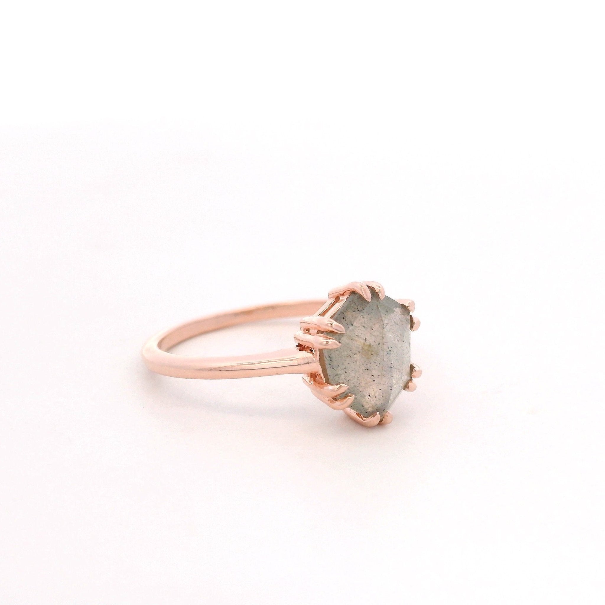 925RG HEXAGONAL LABRADORITE RING T6.5 - C'SANTOS