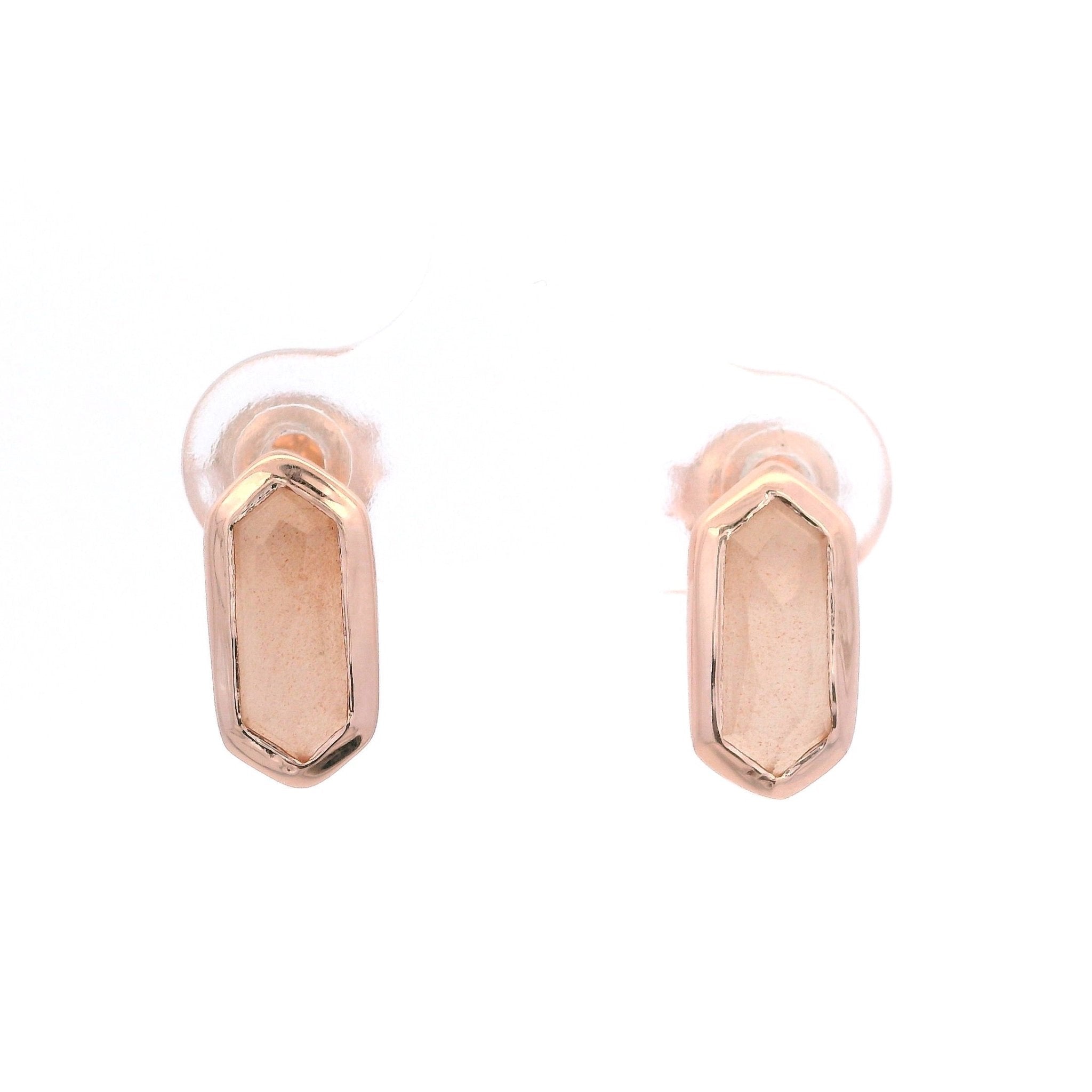 925RG HEXAGONAL MOOSTONE PEACH EARRINGS - C'SANTOS