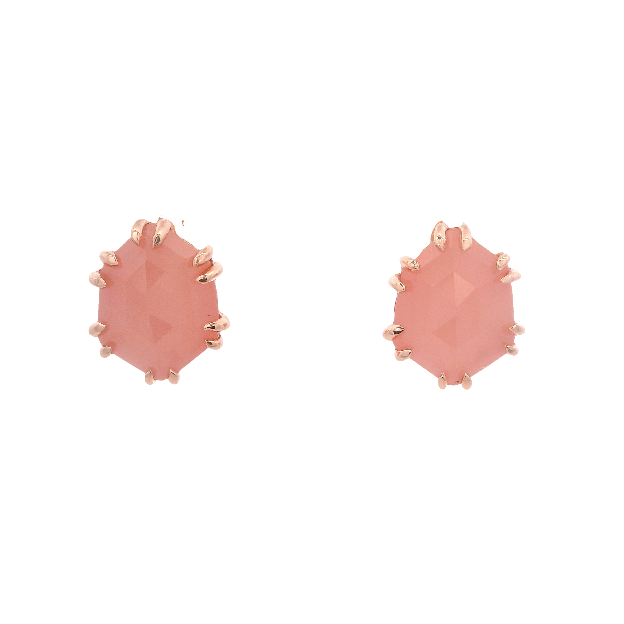 925RG HEXAGONAL PINK QUARTZ EARRINGS - C'SANTOS