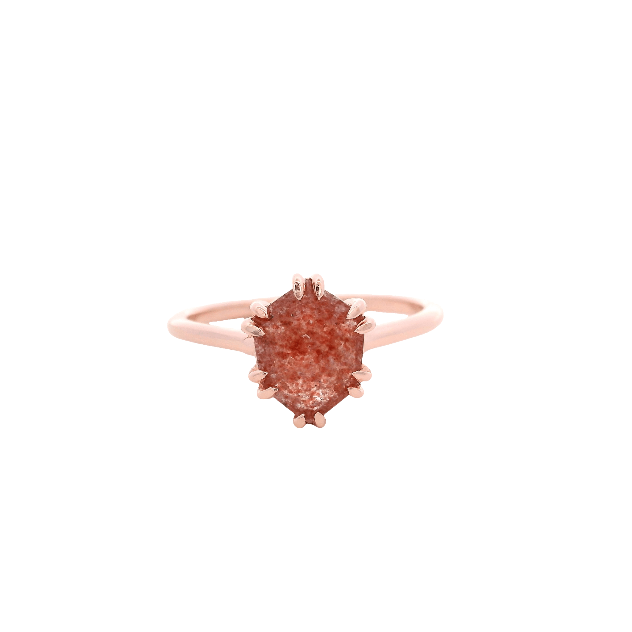 925RG HEXAGONAL STRAWBERRY PINK QUARTZ RING T6.5 - C'SANTOS