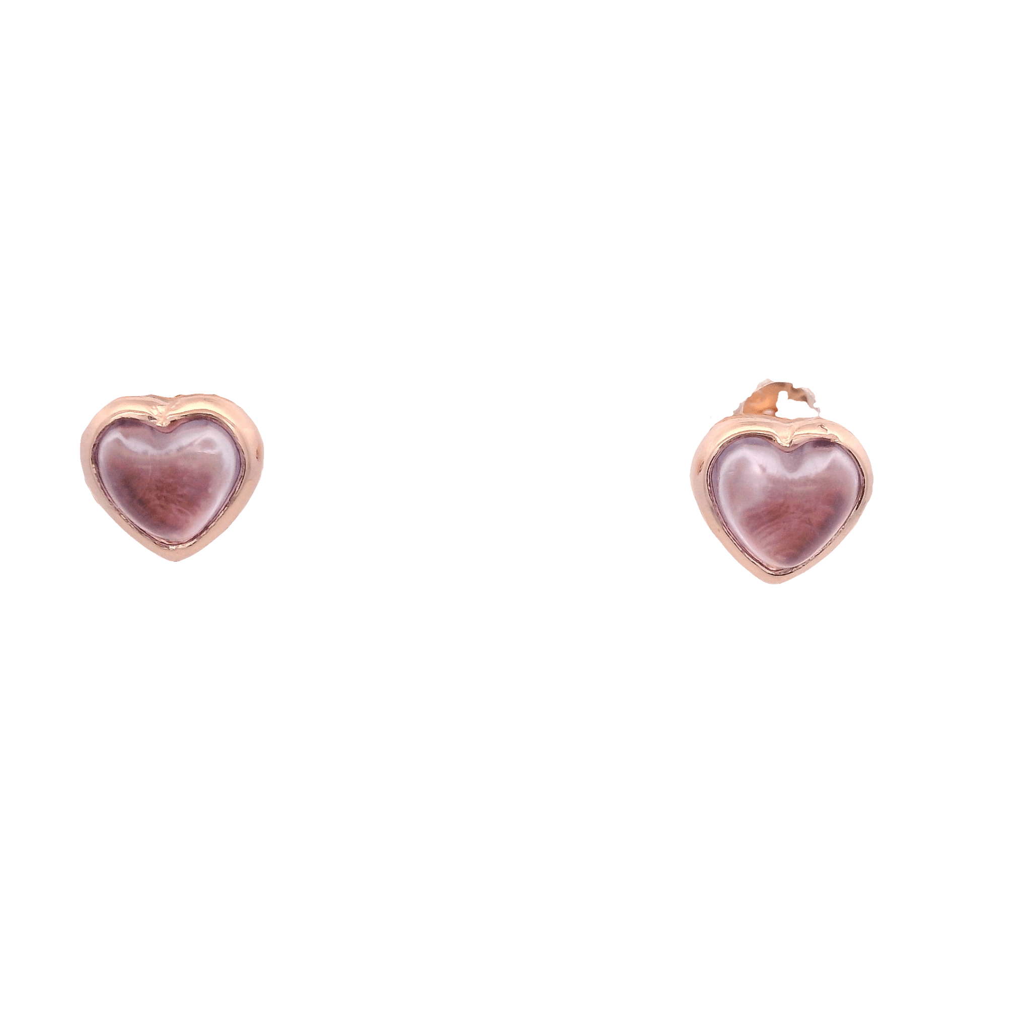 925RG MINI BEZEL HEART AMETHYST EARRINGS - C'SANTOS