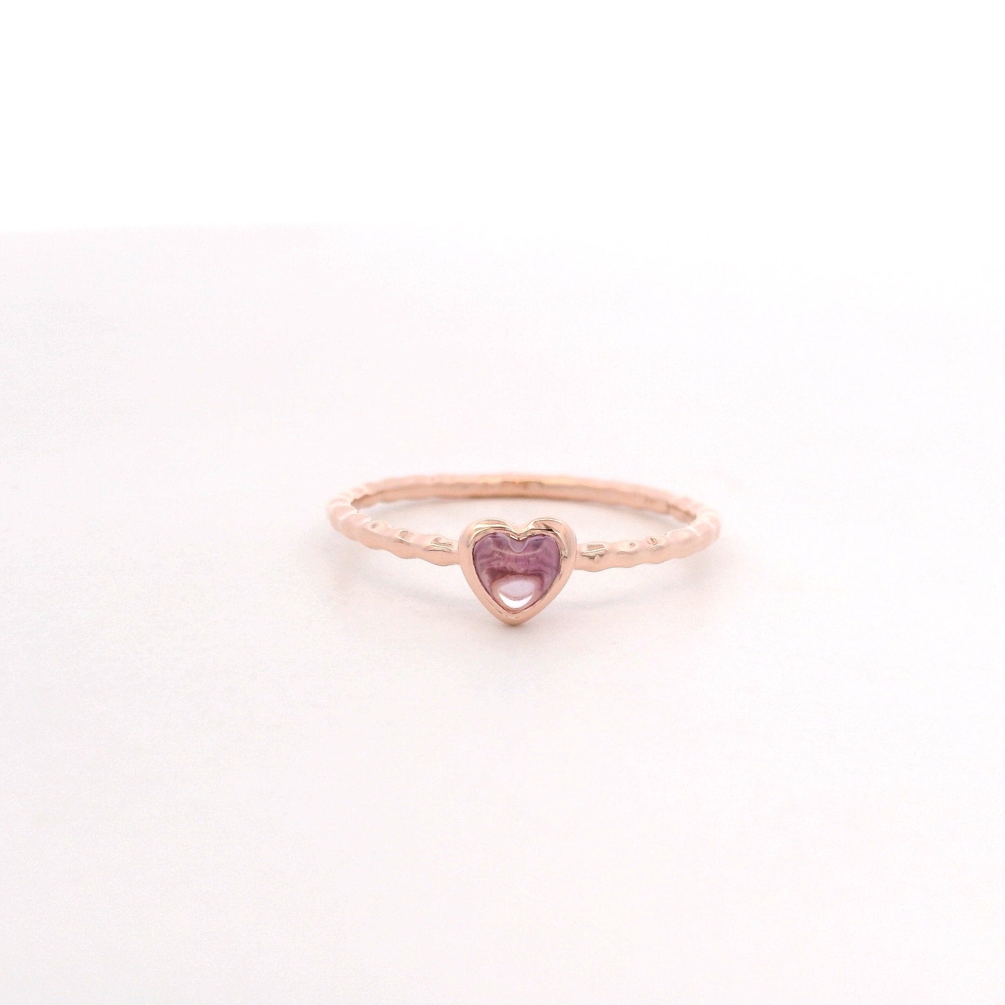 925RG MINI BEZEL HEART AMETHYST RING T6.5 - C'SANTOS
