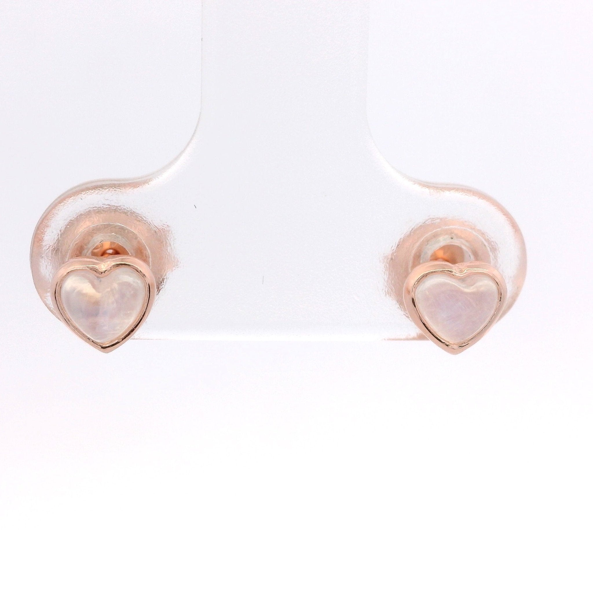 925RG MINI BEZEL HEART MOOSTONE EARRINGS - C'SANTOS