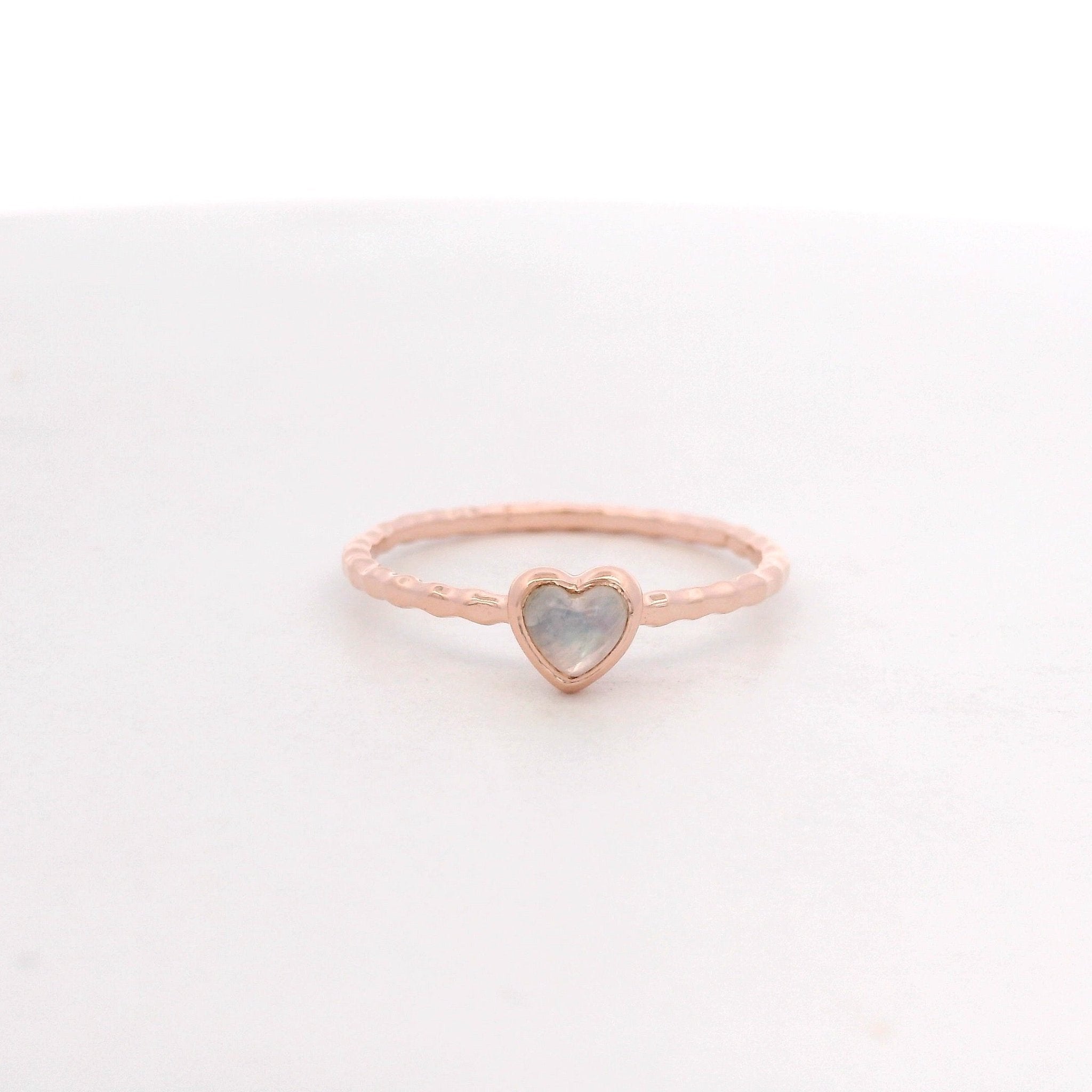 925RG MINI BEZEL HEART MOOSTONE RING T6.5 - C'SANTOS