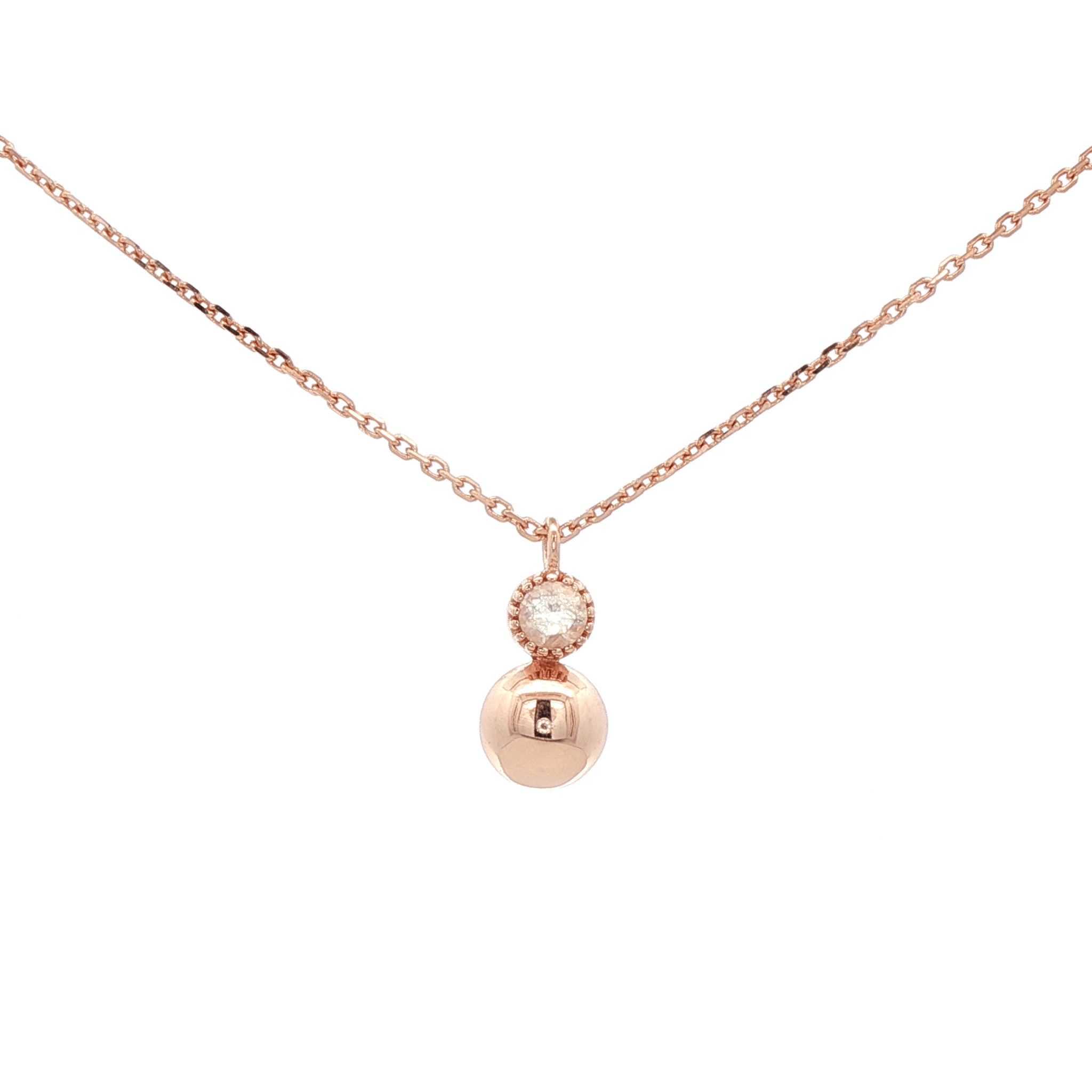 925RG MINI DOME AND MOONSTONE RAIBOW NECKLACE - C'SANTOS