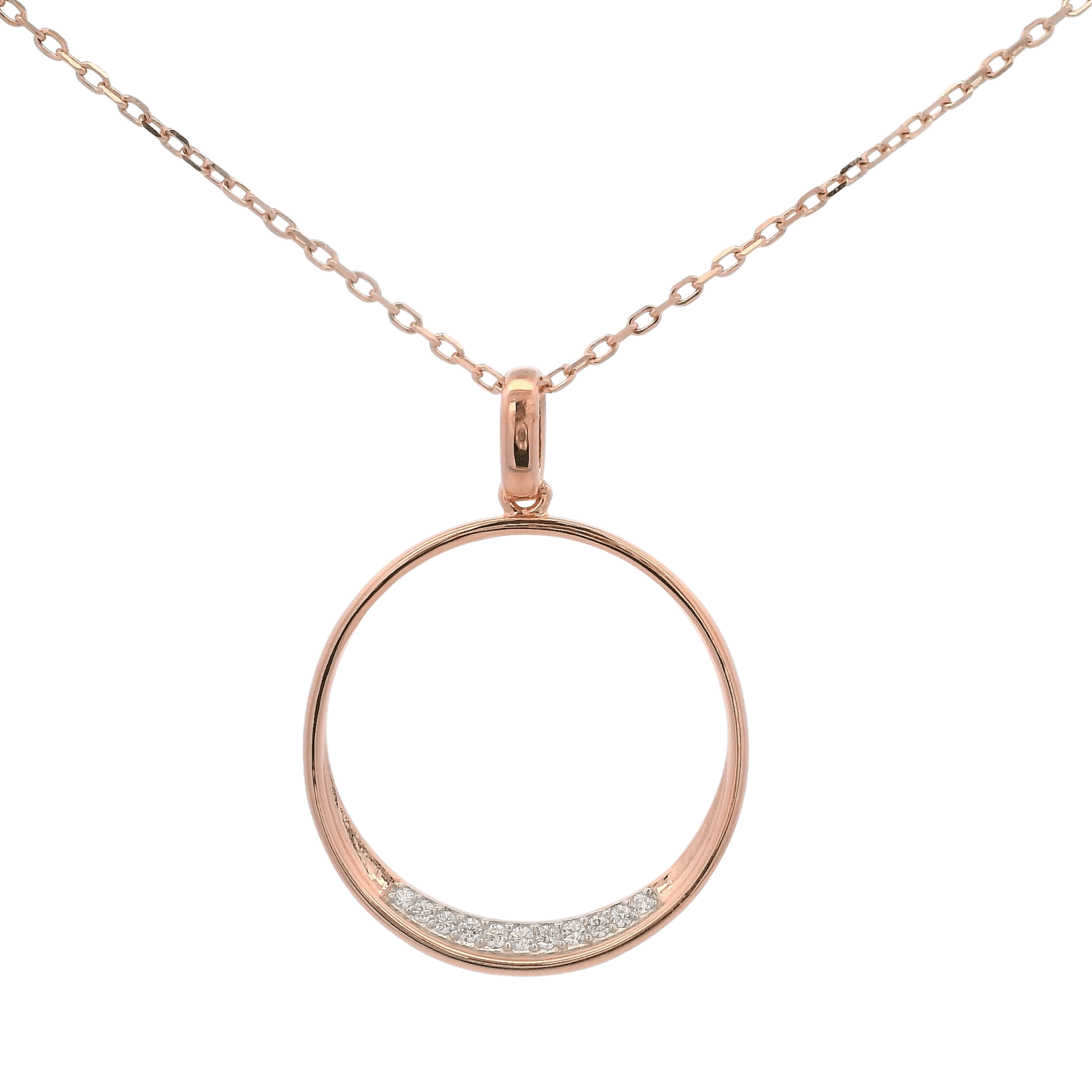 925RG OUTLINE CIRCLE WITH CZ NECKLACE - C'SANTOS