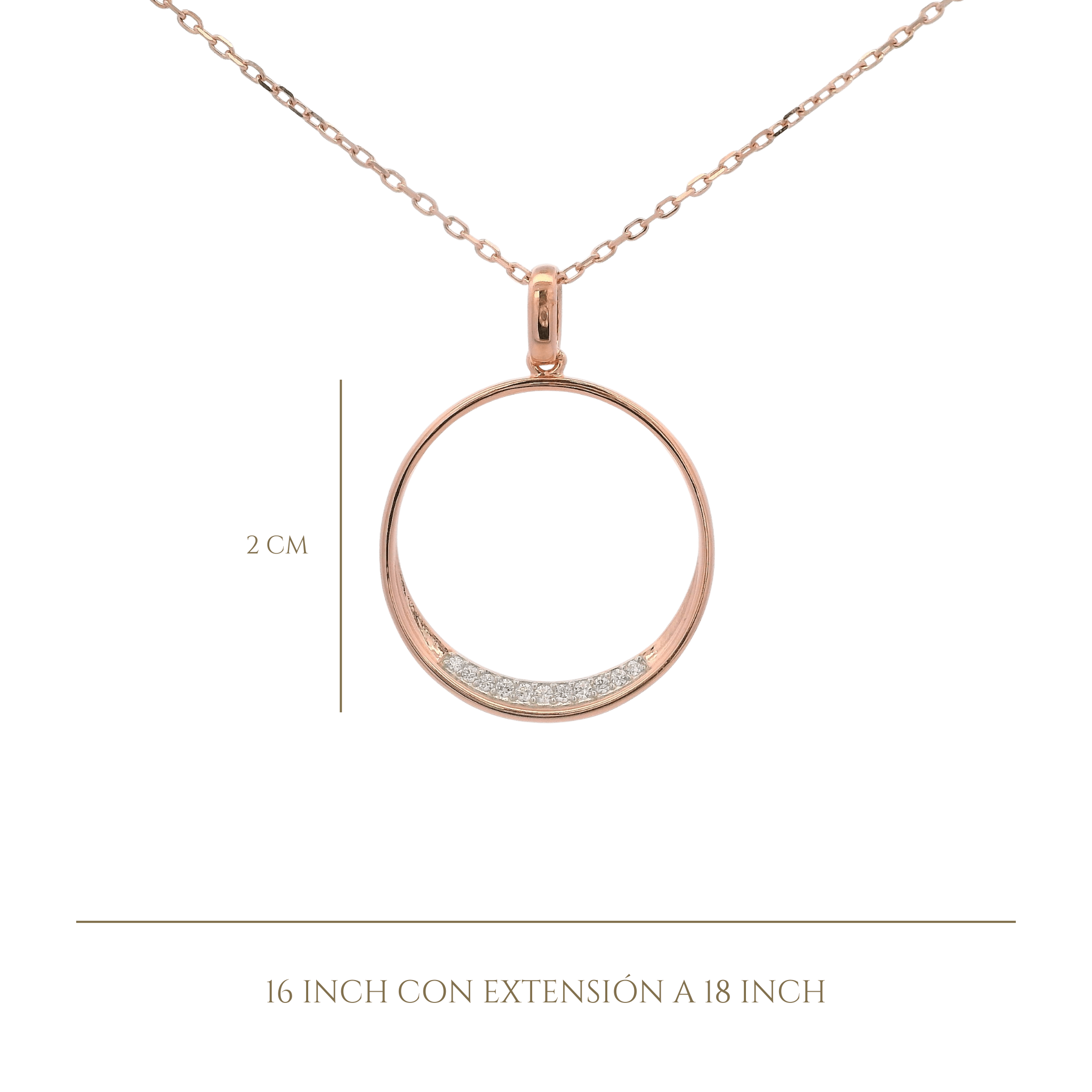 925RG OUTLINE CIRCLE WITH CZ NECKLACE - C'SANTOS