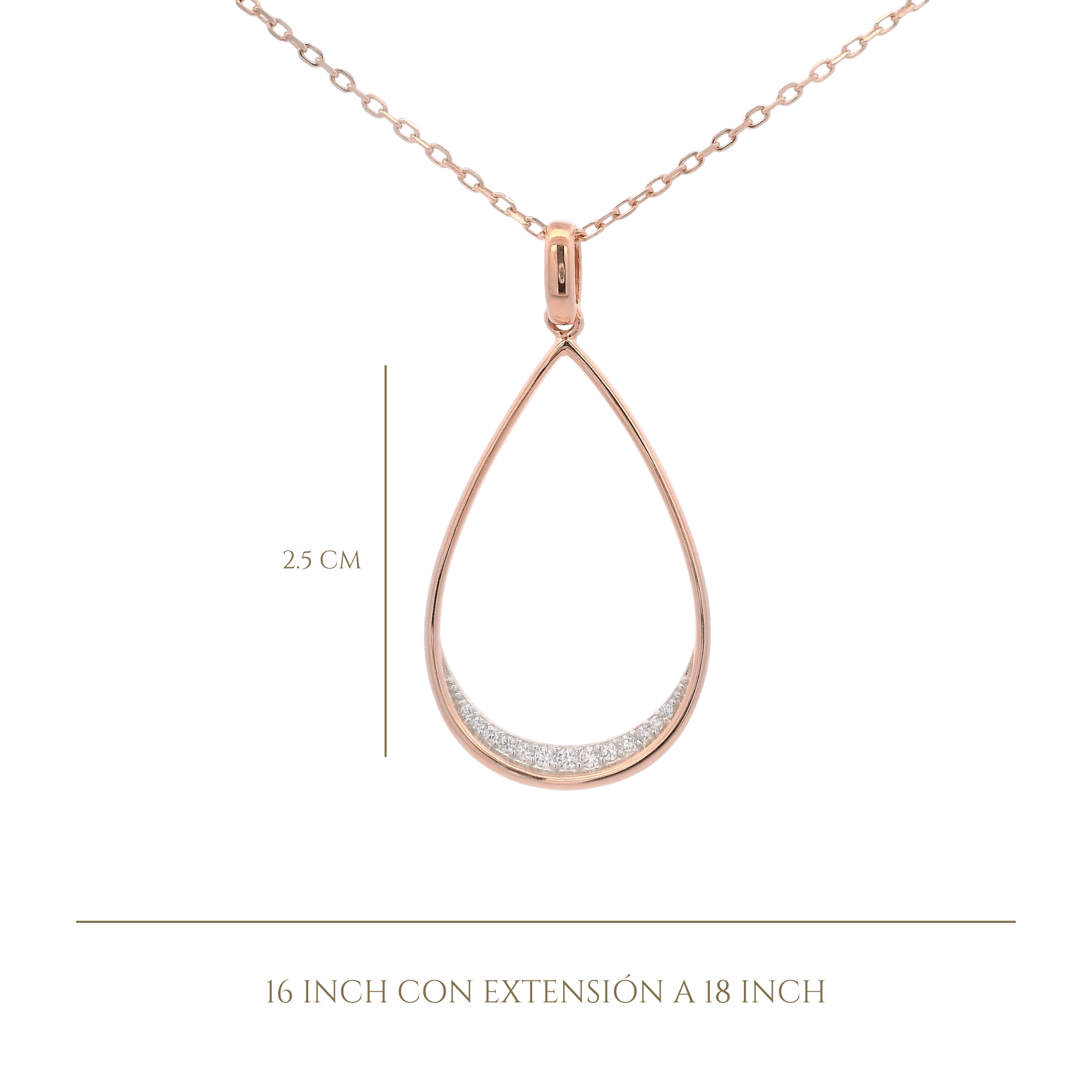 925RG OUTLINE DROP WITH CZ NECKLACE - C'SANTOS