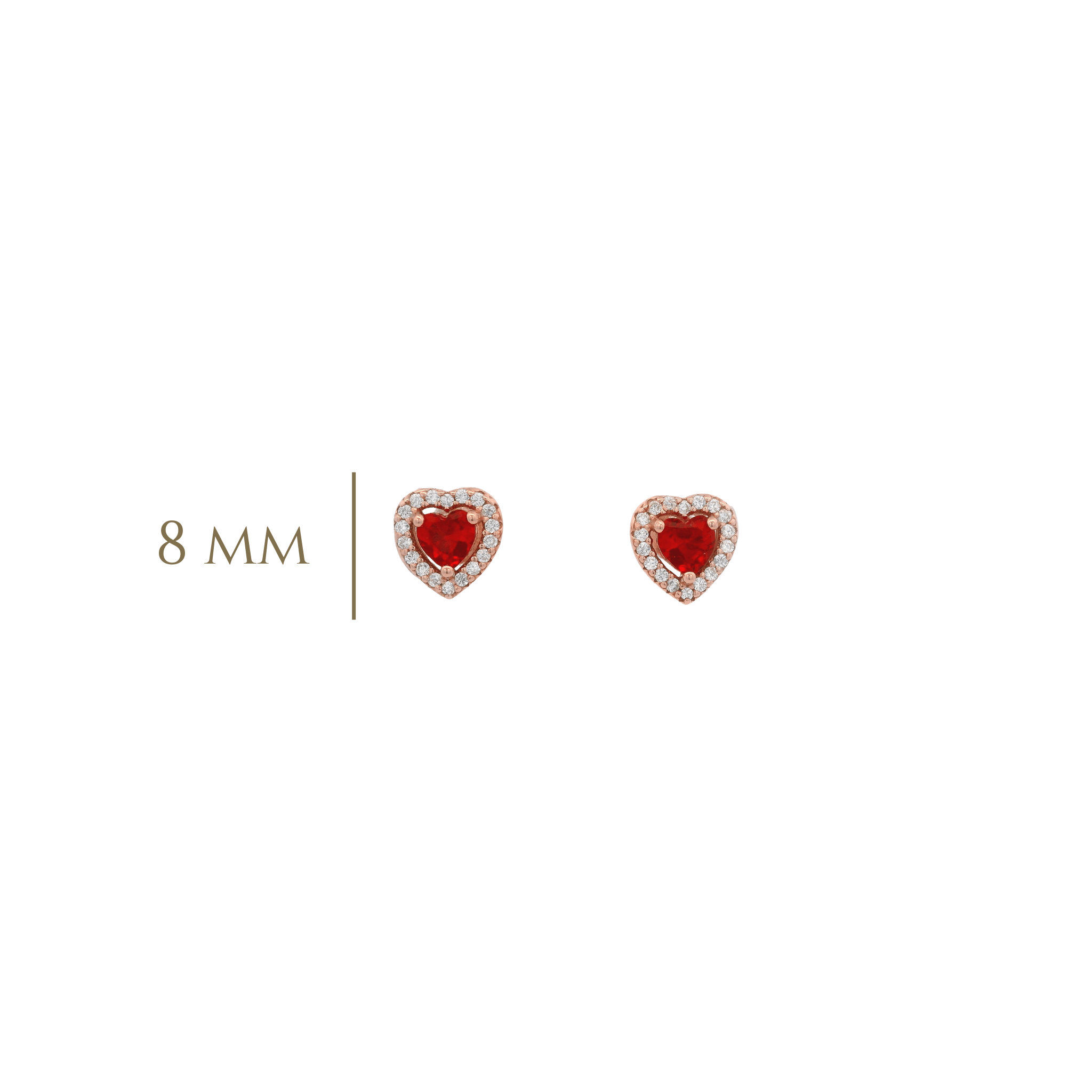 925RG OUTLINE HEART STUD CZ RED EARRINGS - C'SANTOS