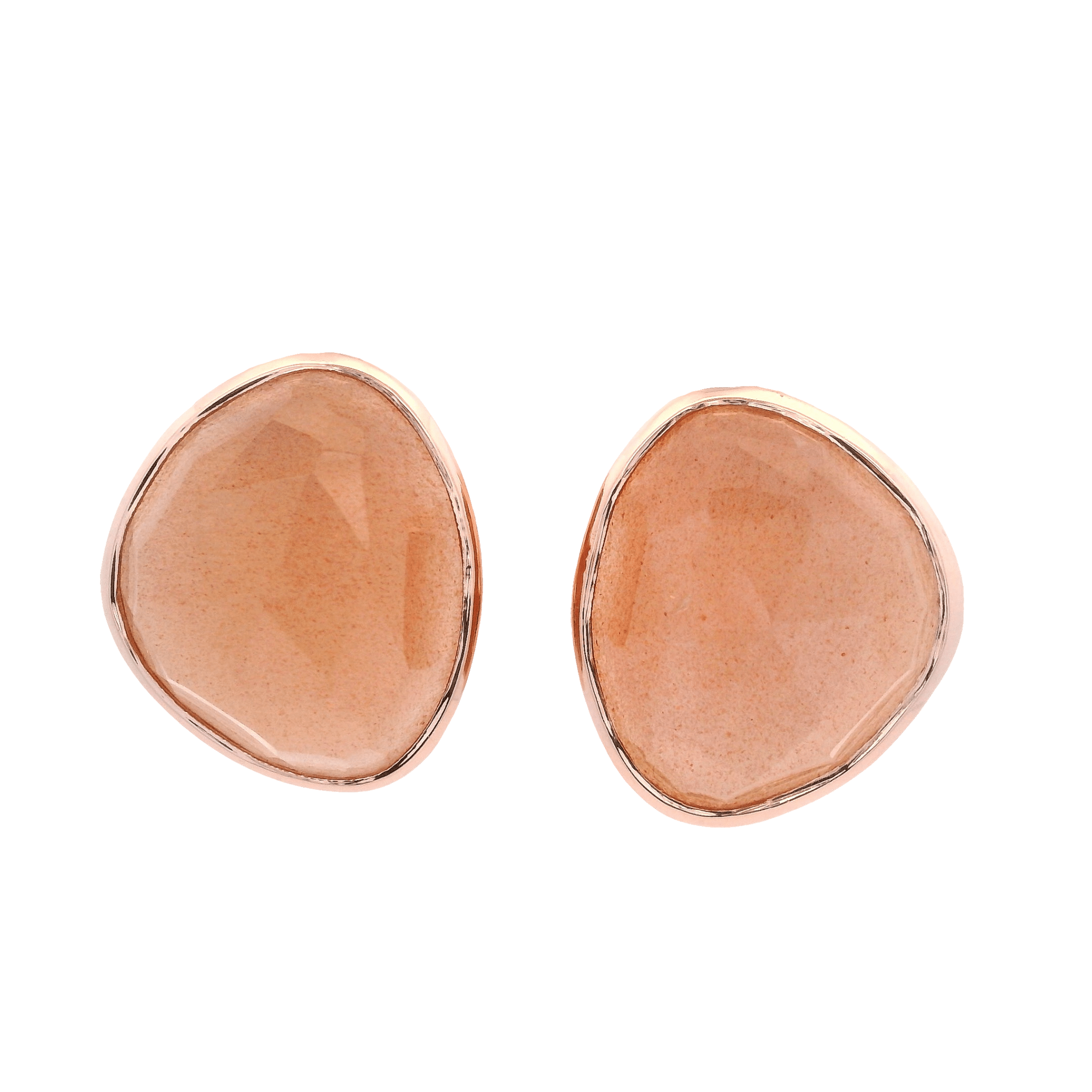 925RG OVAL IRREGULAR MOOSTONE PEACH EARRINGS - C'SANTOS