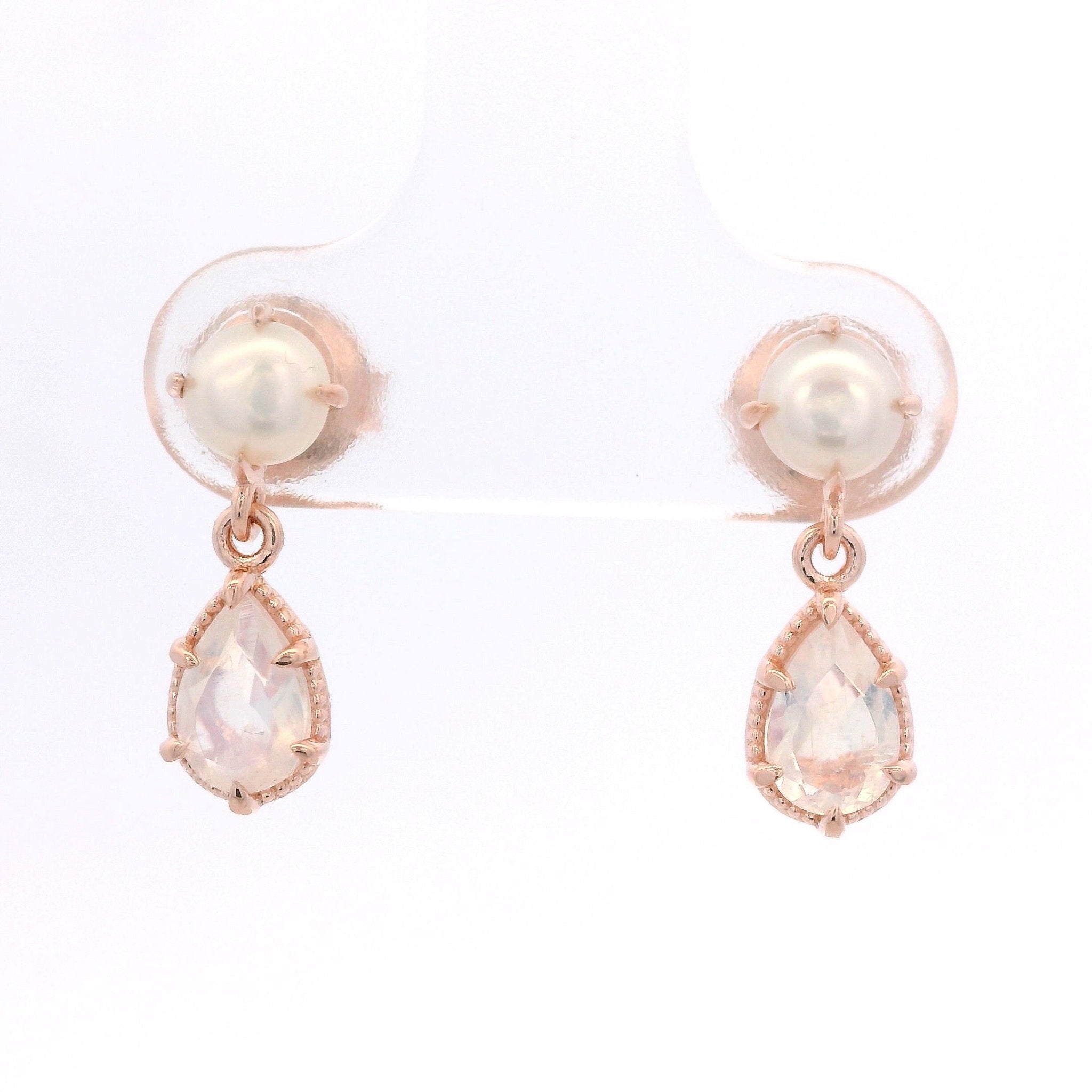 925RG PEARL AND DROP MOOSTONE EARRINGS - C'SANTOS