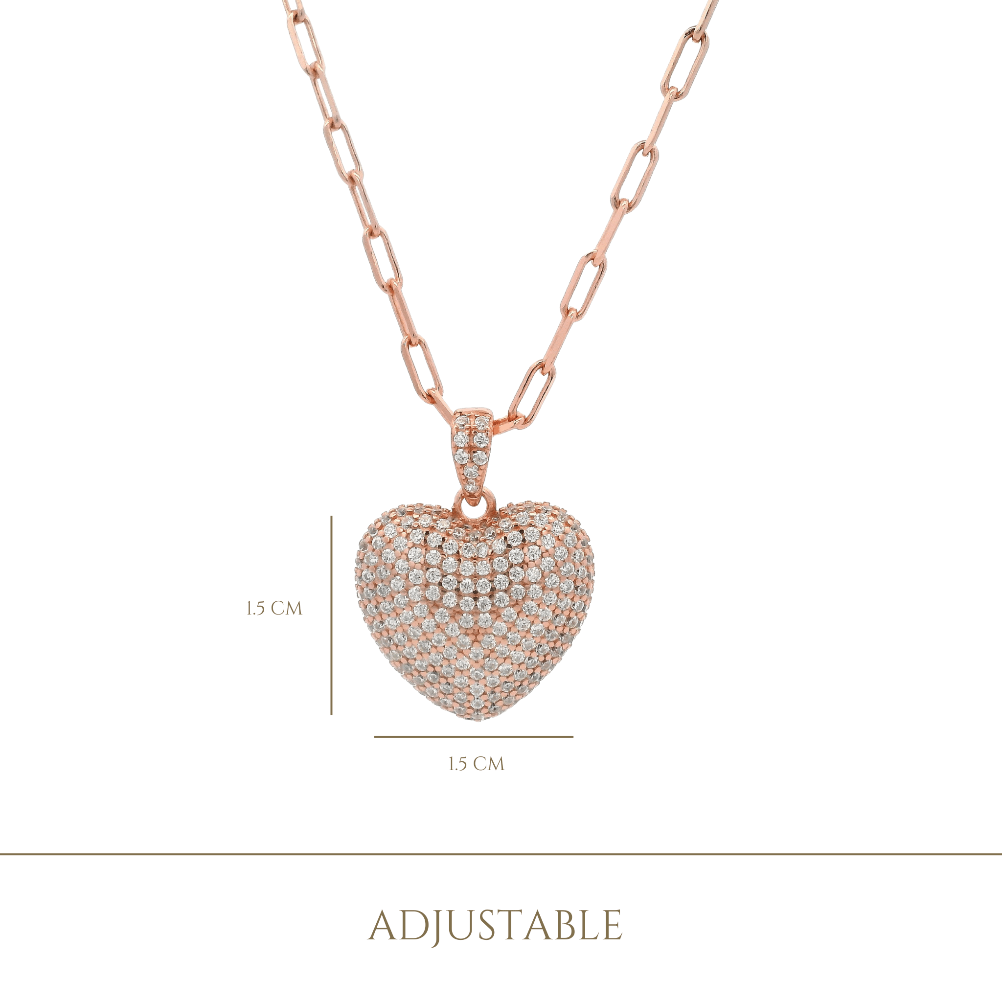 925RG PUFF HEART PAVE CZ NECKLACE - C'SANTOS