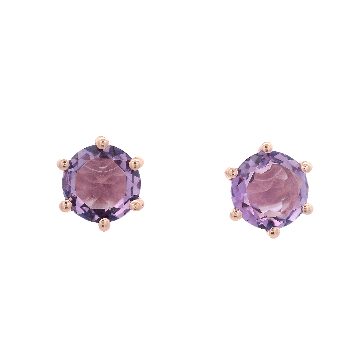 925RG ROUND AMETHYST SOLITARY EARRINGS - C'SANTOS