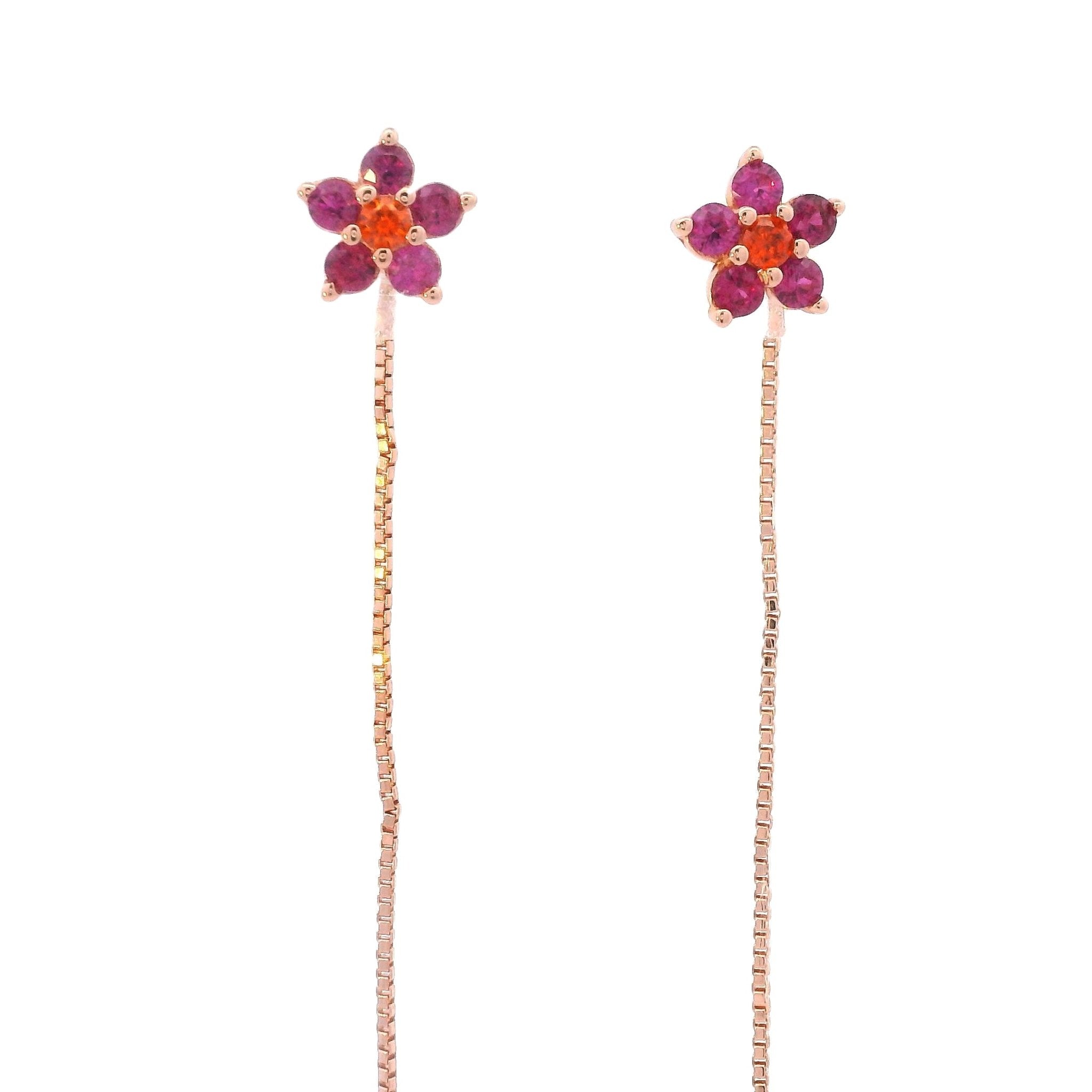 925RG SMALL FLOWER CZ PINK EARRINGS - C'SANTOS
