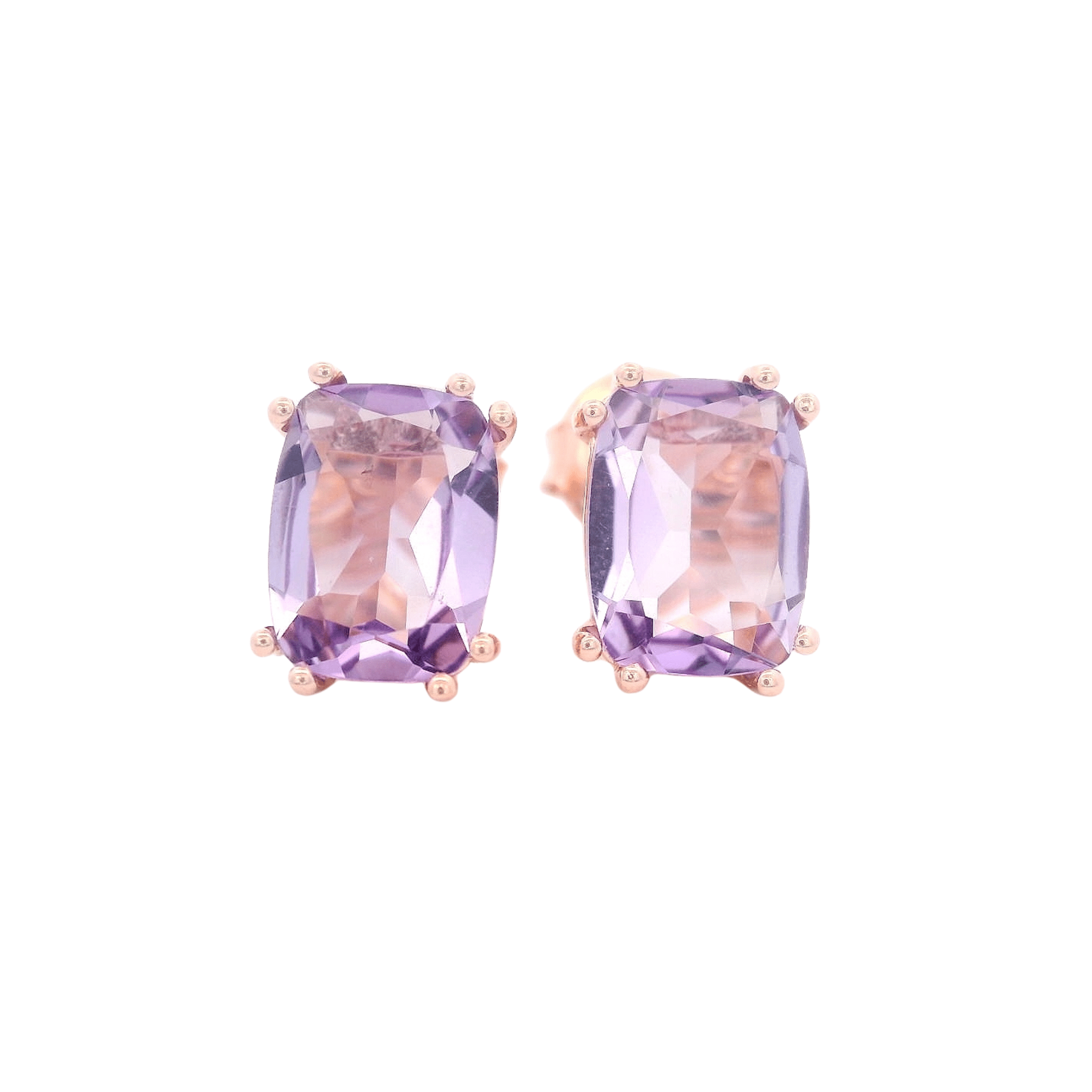 925RG SOLITARY BAGUETTE AMETHYST 9MM EARRINGS - C'SANTOS
