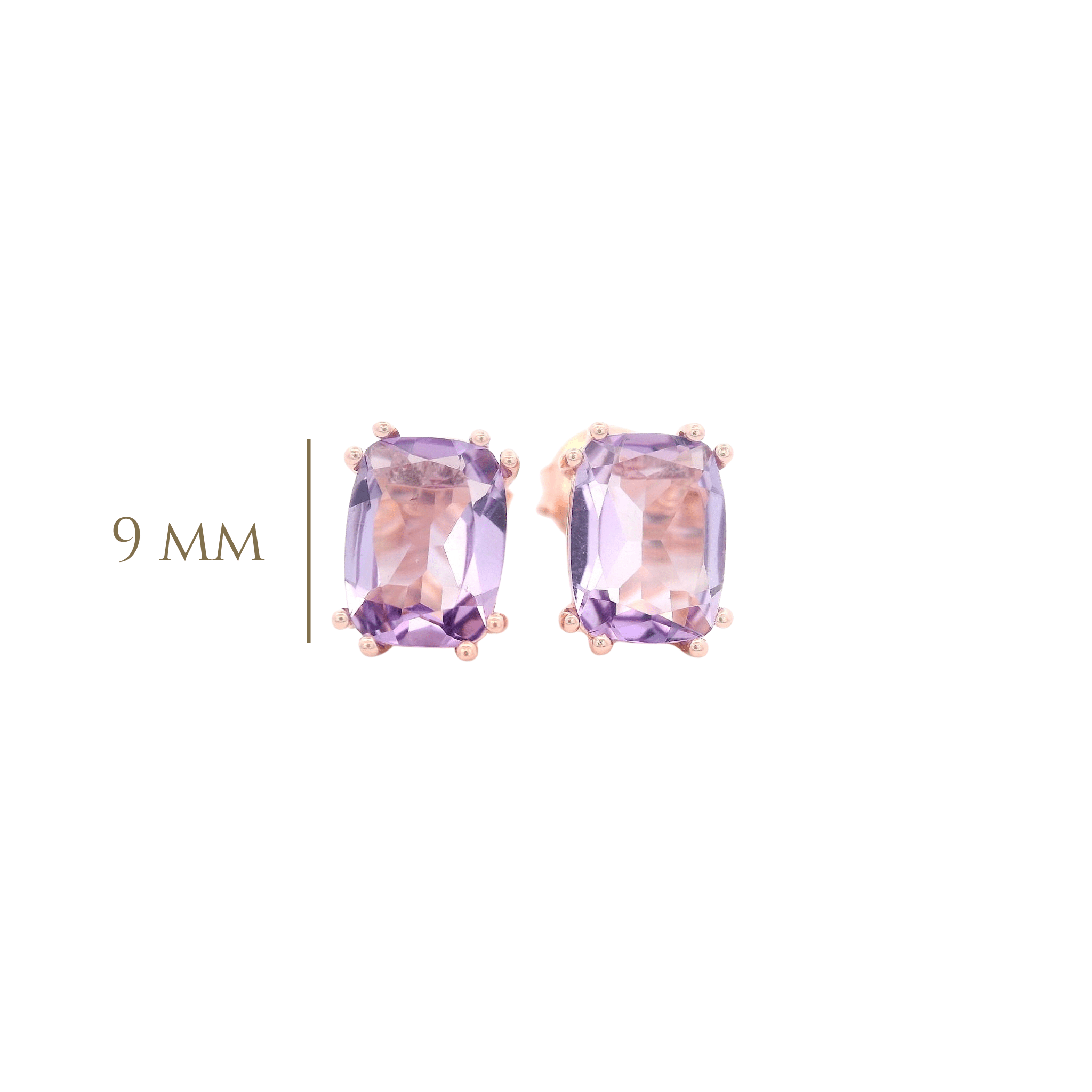 925RG SOLITARY BAGUETTE AMETHYST 9MM EARRINGS - C'SANTOS